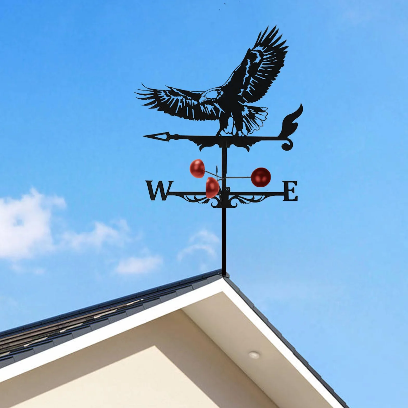 Metal Eagle Weather Vane 3D Roof Mount Outdoor Decor Garden Farm Patio