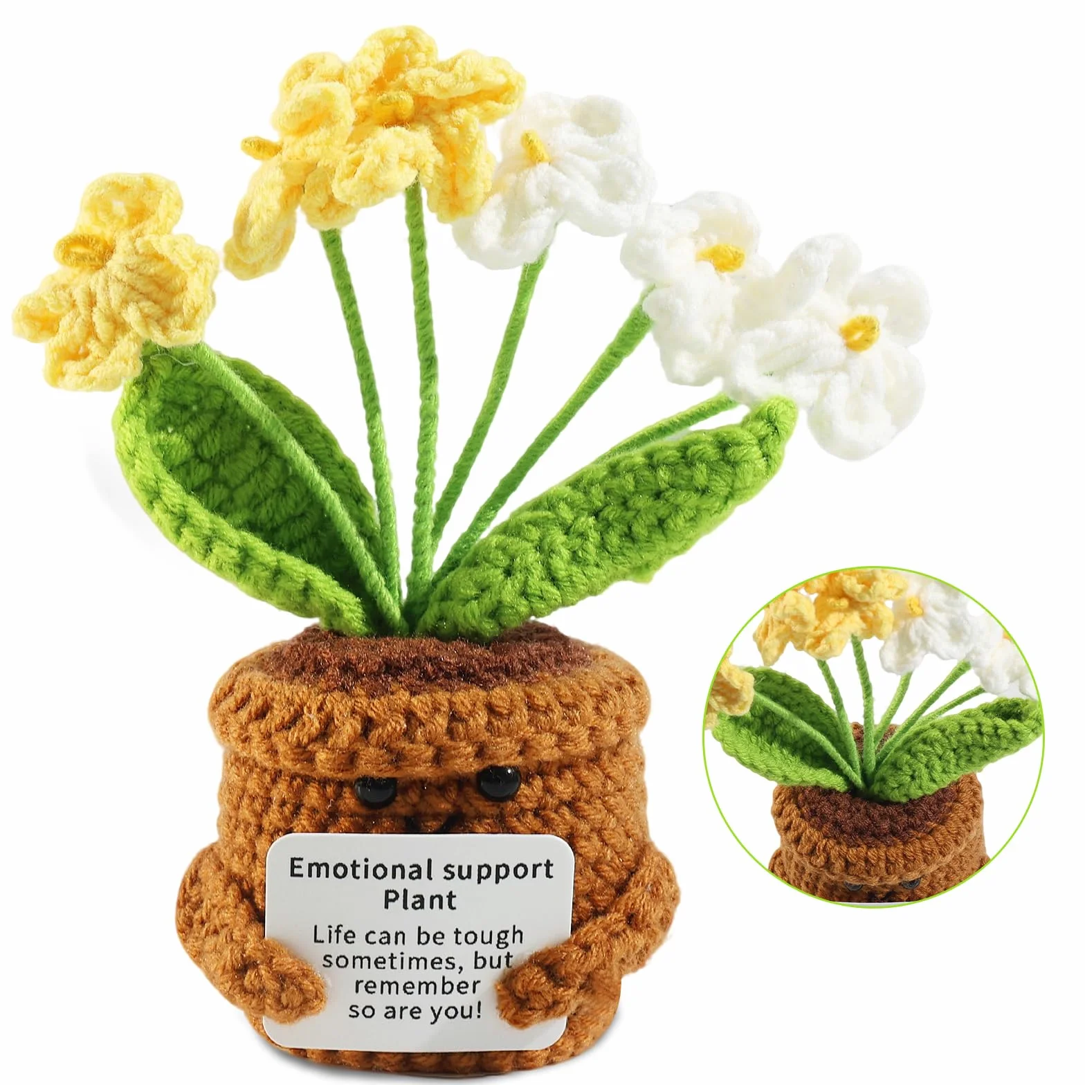 Ramo de Flores Tejidas a Mano con Mensaje Gracias por Ayudarme a Crecer, Regalo Despedida Jardín Infantil Maestros