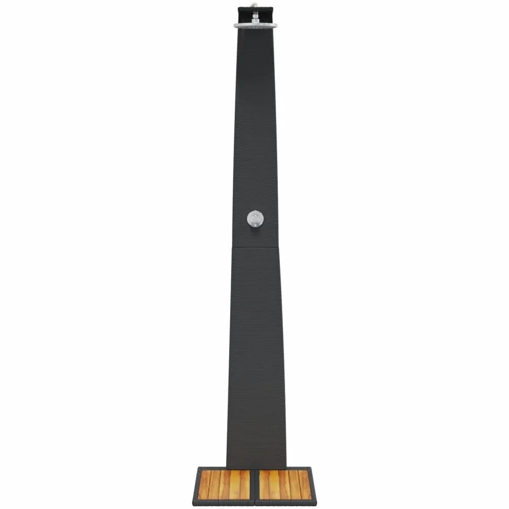 vidaXL Ducha Exterior con Rociador Giratorio, Ratán PE y Madera Acacia Negro