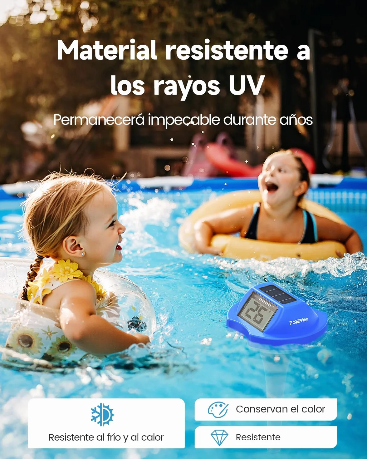 Termómetro Piscina Flotante Doble Pantalla Digital IPX7 para Bañeras de Hidromasaje y Piscinas