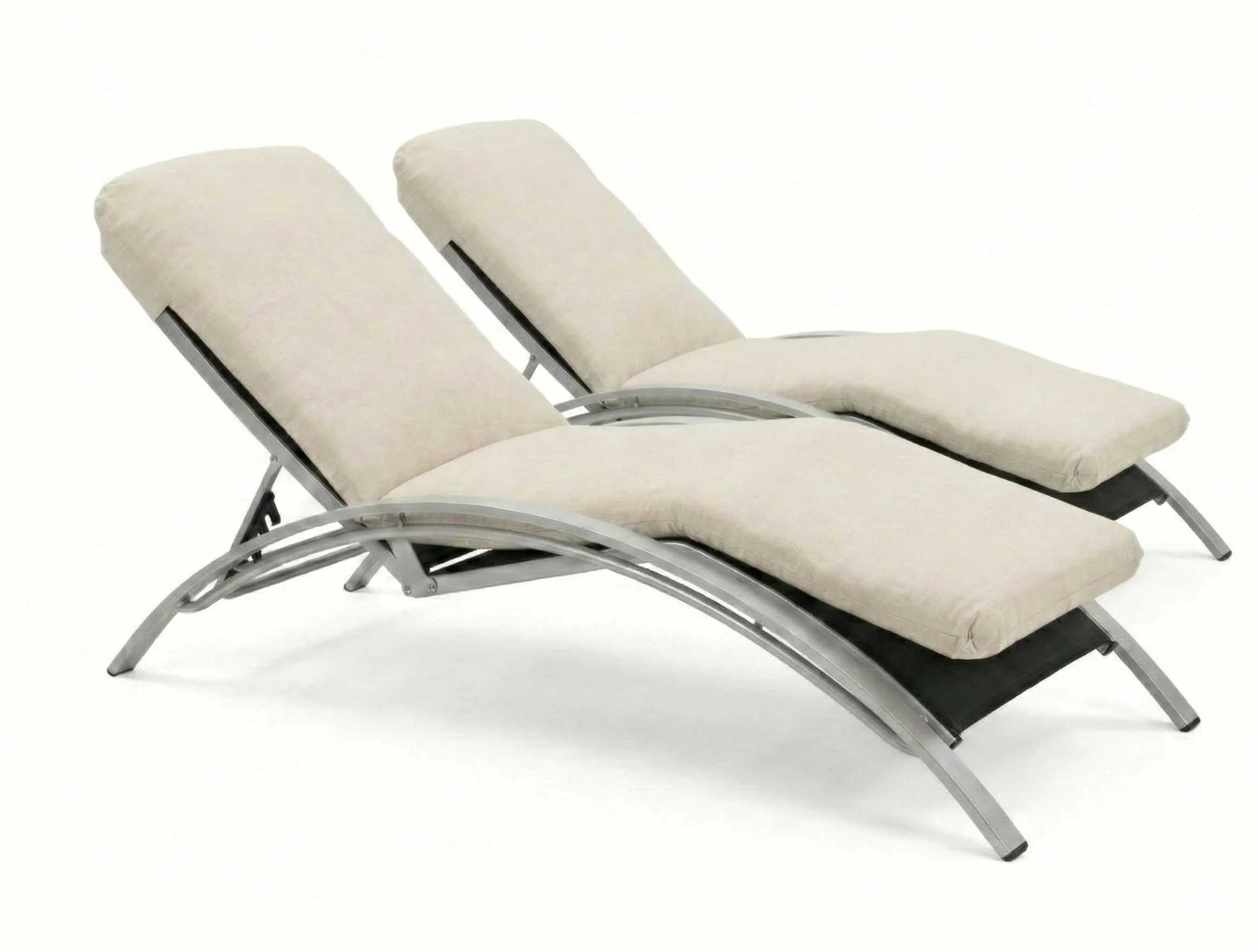 Cojín Tumbona Exterior 180x50x6 Pack 2 Desenfundable Lavable Blanco Crudo