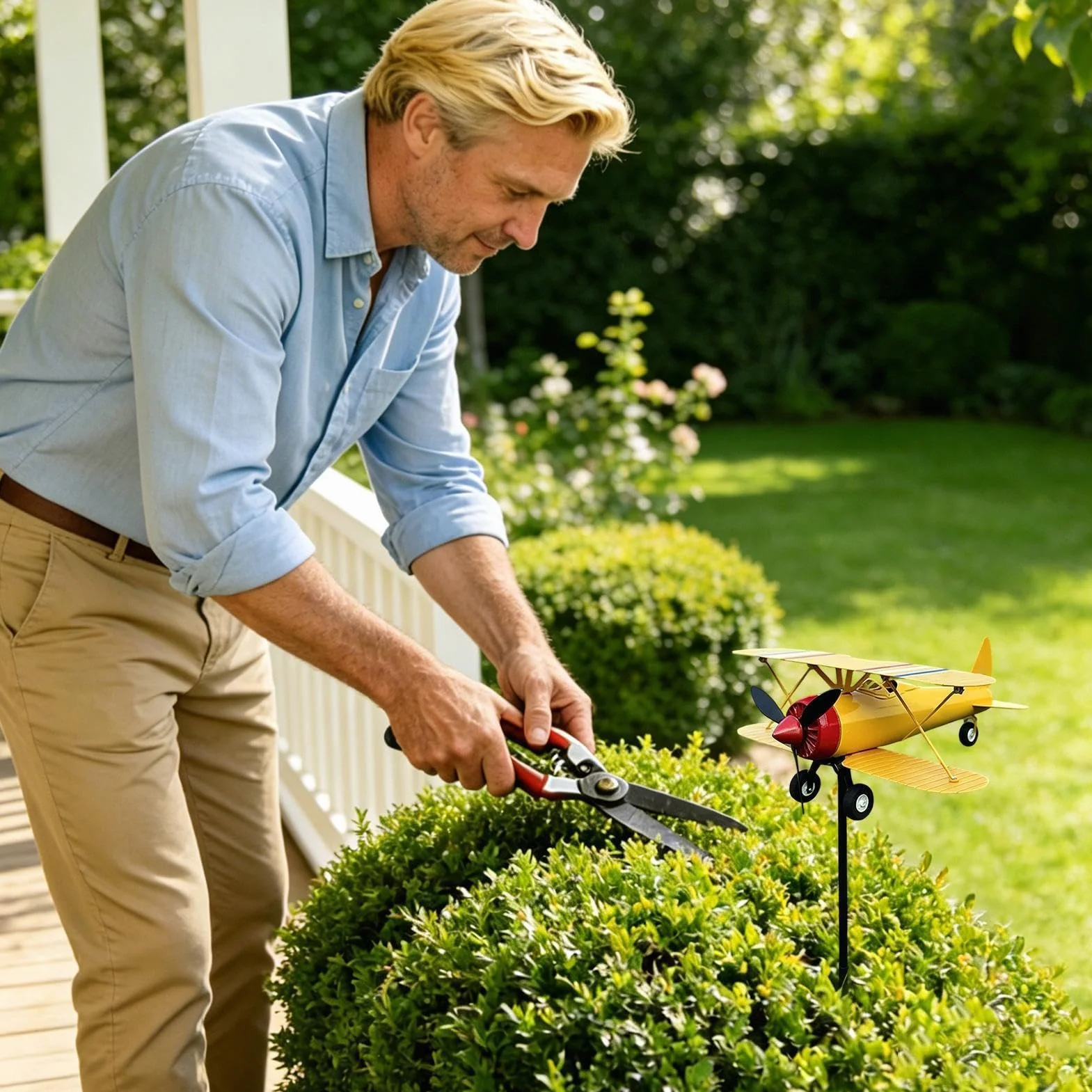 Veleta en Forma de Avión, Herramienta Metálica Medidora Viento Giratorio para Jardín