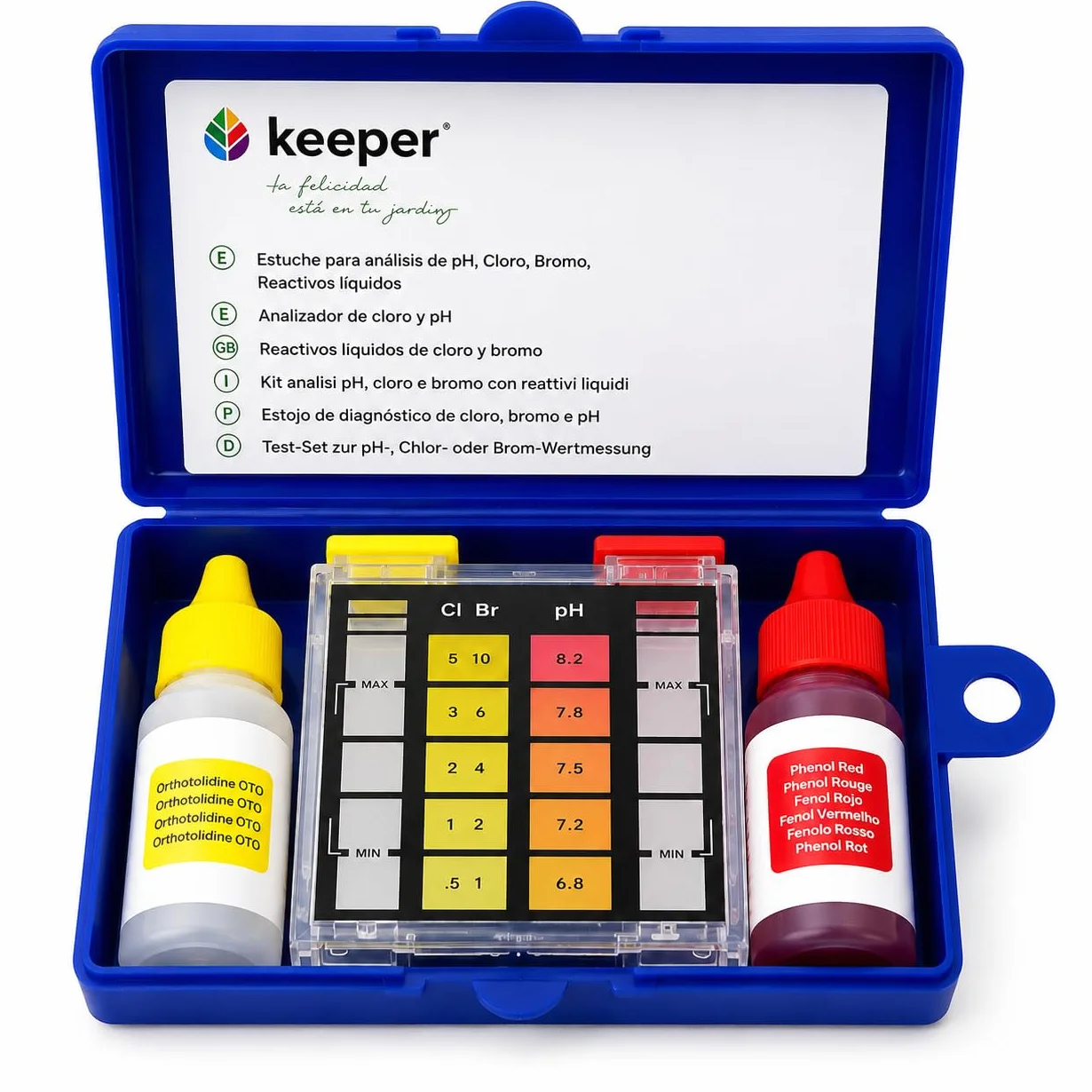 Keeper Test Kit chloru i pH do piscina spa. Medidor manual z reagentami OTO i Phenol Red, kompletny zestaw z tubą
