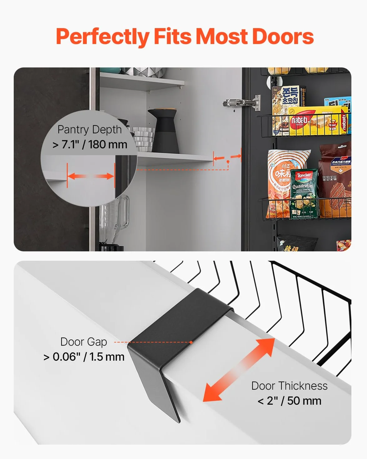 VEVOR Estante de Almacenamiento para Colgar Puerta 6 Niveles 42 x 18 x 133 cm Acero Negro
