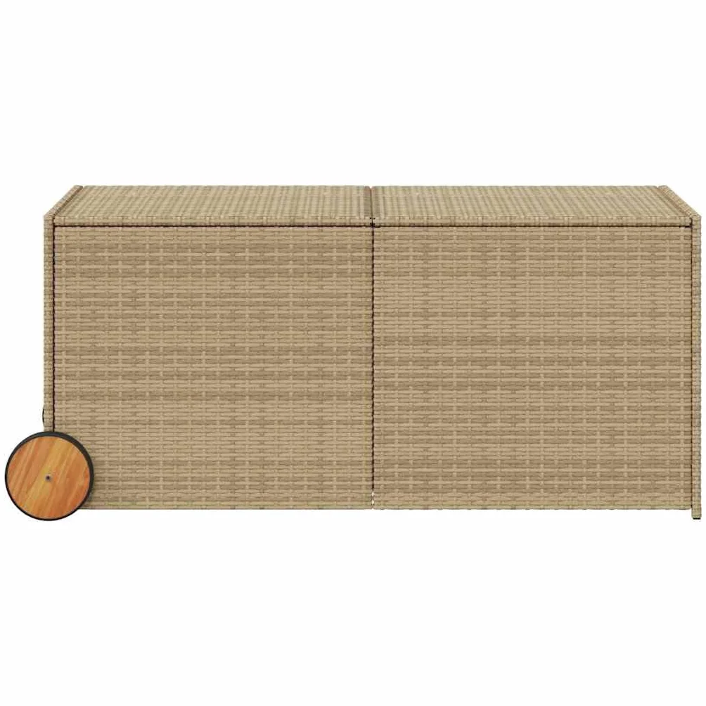 vidaXL Caja de Almacenaje de Jardín con Ruedas 283L Ratán PE Beige Mezcla