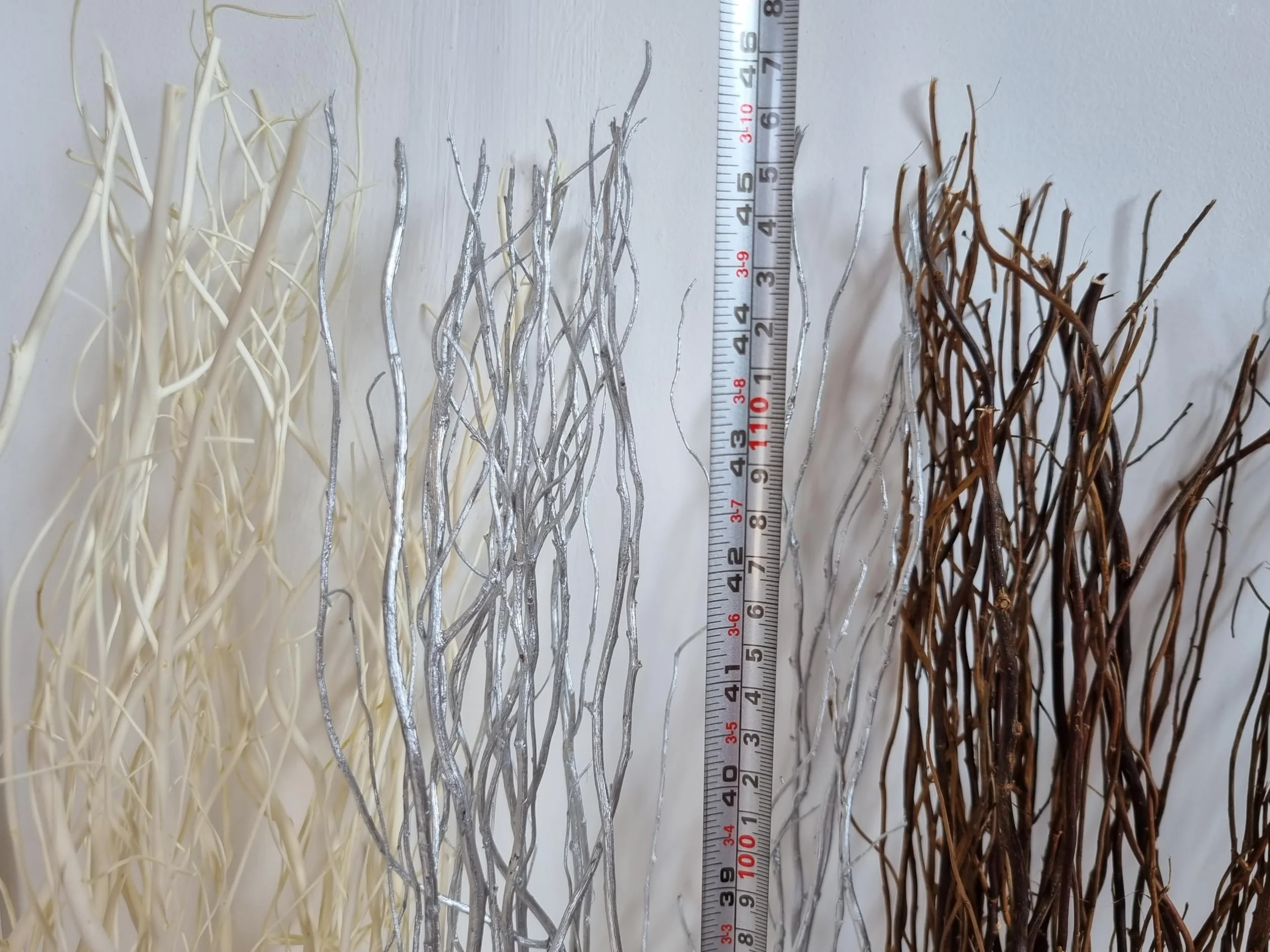 Ramo de ramitas retorcidas de mimbre 120 cm marrón negro plata oro natural chocolate