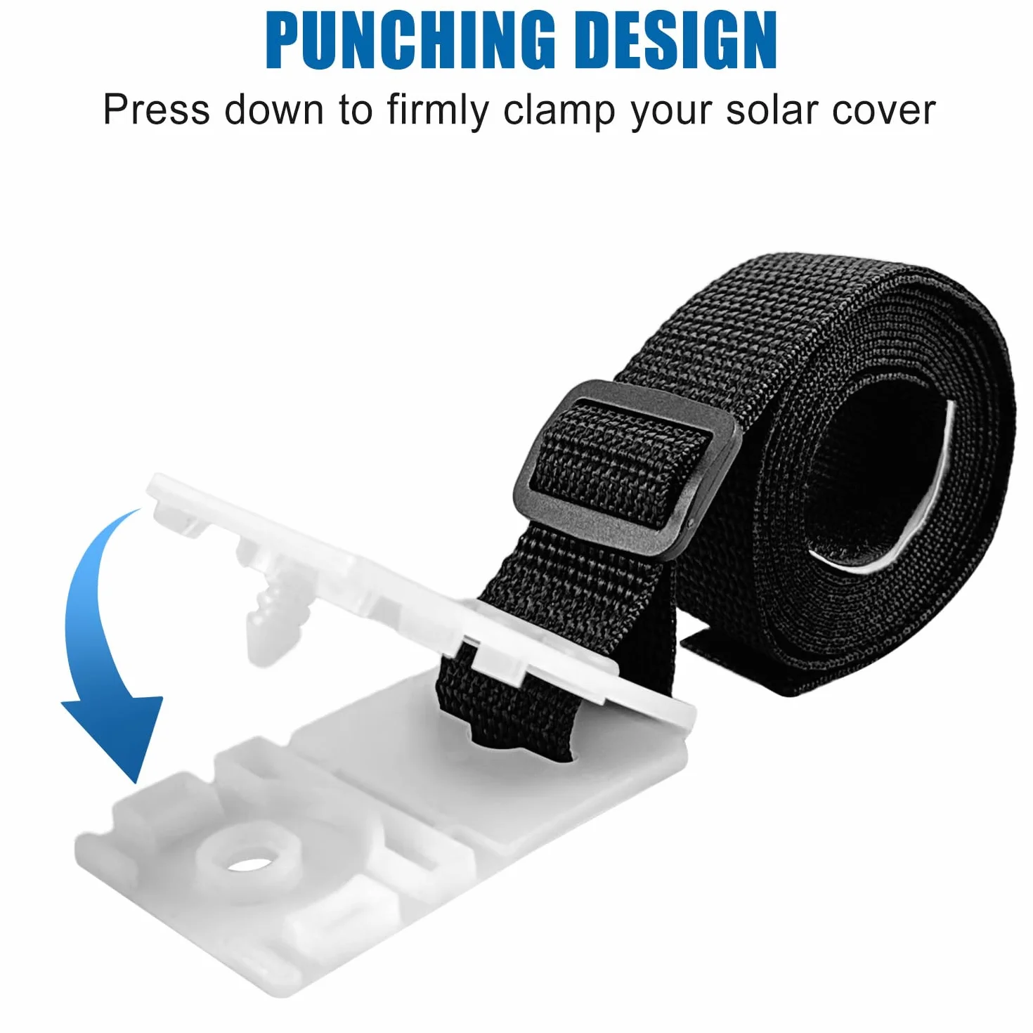 Kit De Fijación Para Carrete De Cubierta Solar 8 Piezas Con Correas Espiral Placas Hebillas