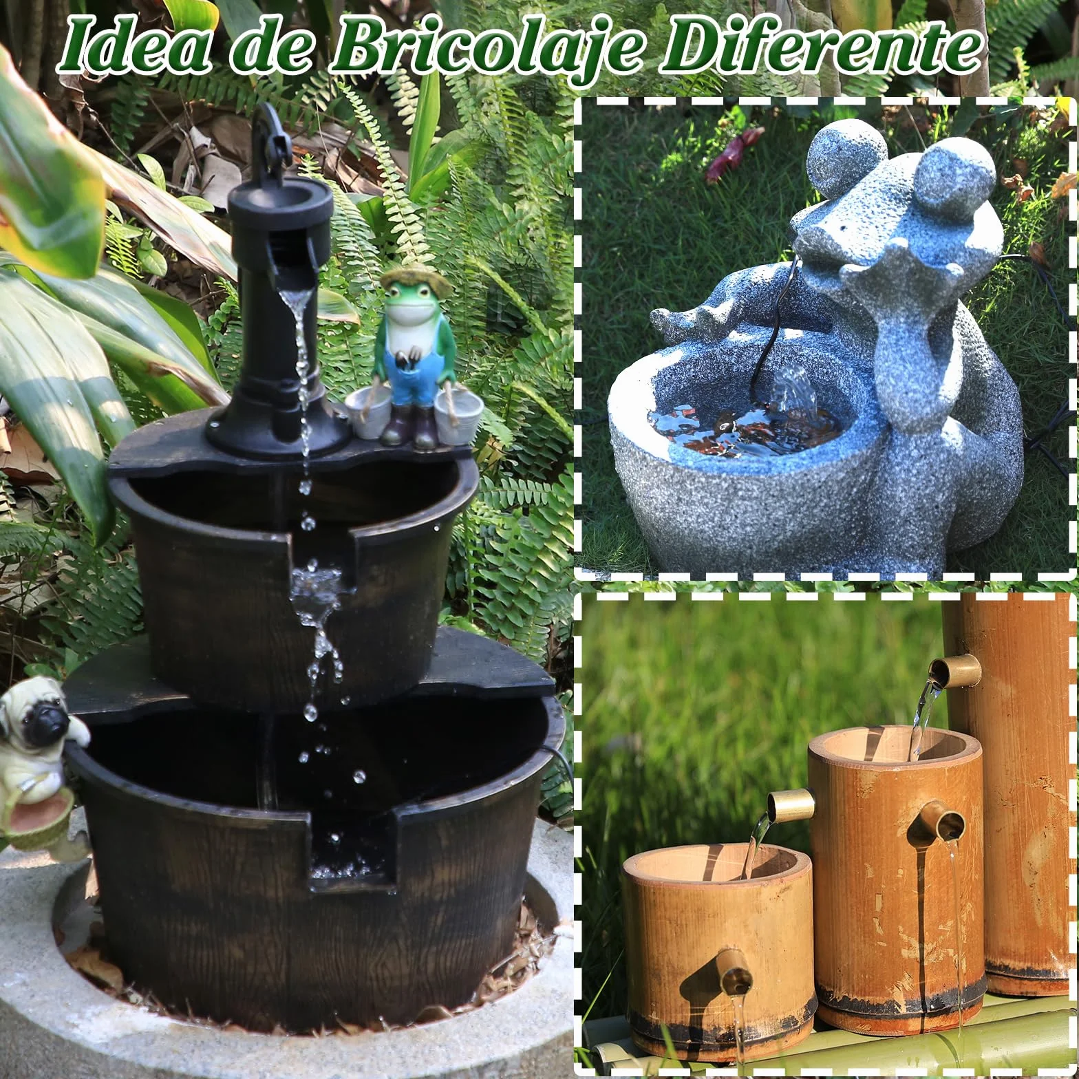 AISITIN Fuente decorativa de bricolaje, juego de bebedero para pájaros con fuente solar de 3,5 W, comedero para pájaros de 3 niveles, para exteriores, baño de pájaros y fuente solar DIY, extraíble y