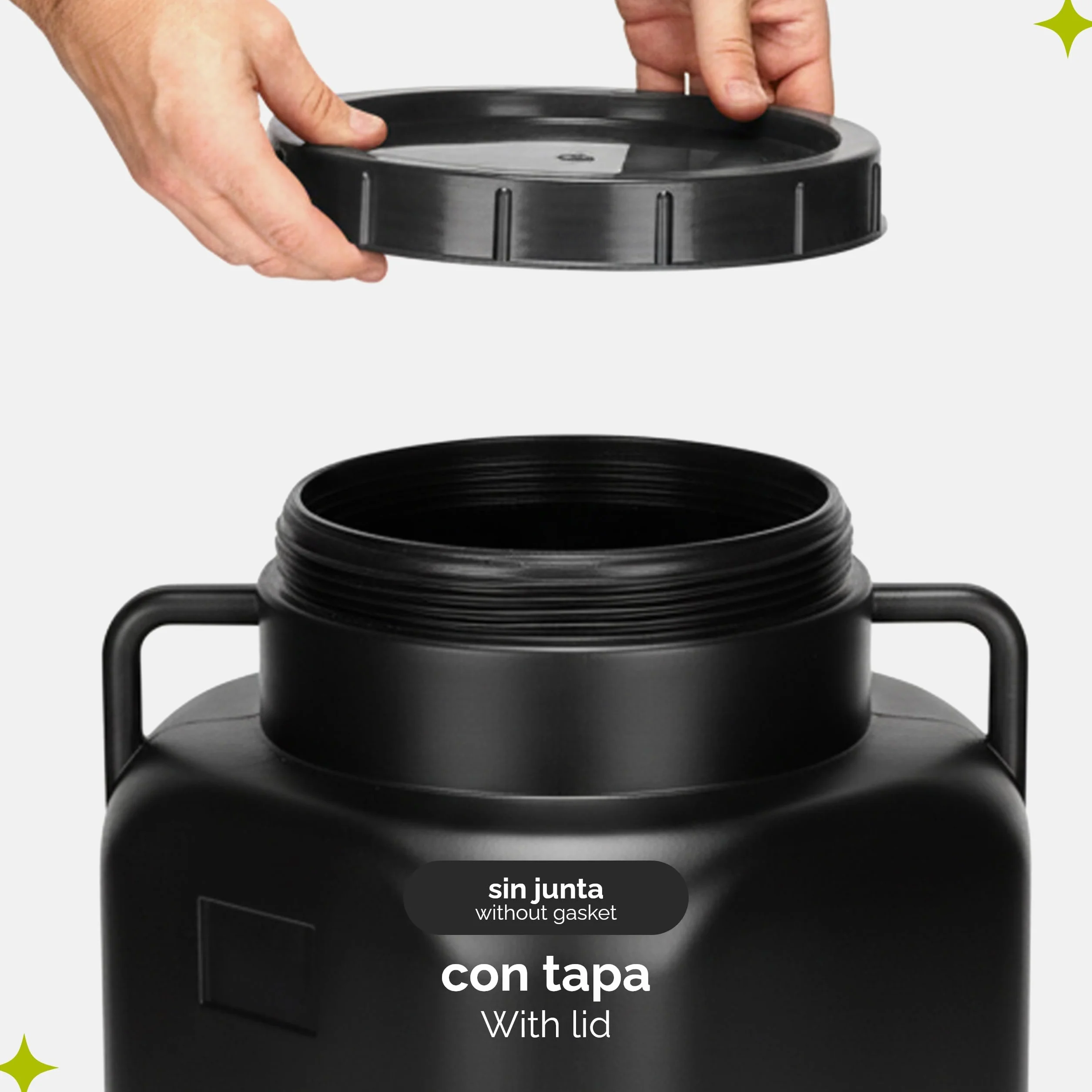 Barril Cuadrado 50 litros BPA-Libre Boca Ancha Depósito de Agua con Tapa Negro