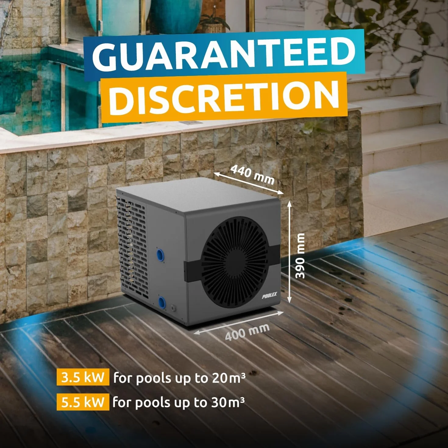 POOLEX Nano B5 Bomba de Calor Reversible para Piscina 5 kW 30m³ Desescarche Automático Inteligente