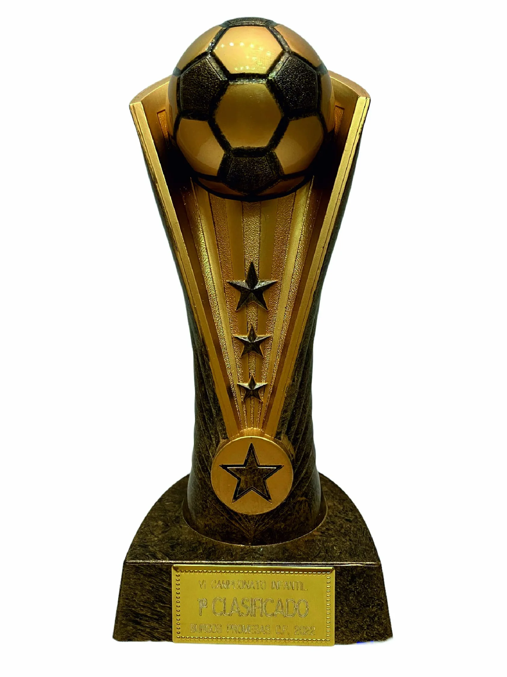 Trofeo de fútbol Balón de Oro grabado para mejor jugador, máximo goleador, con medalla de oro