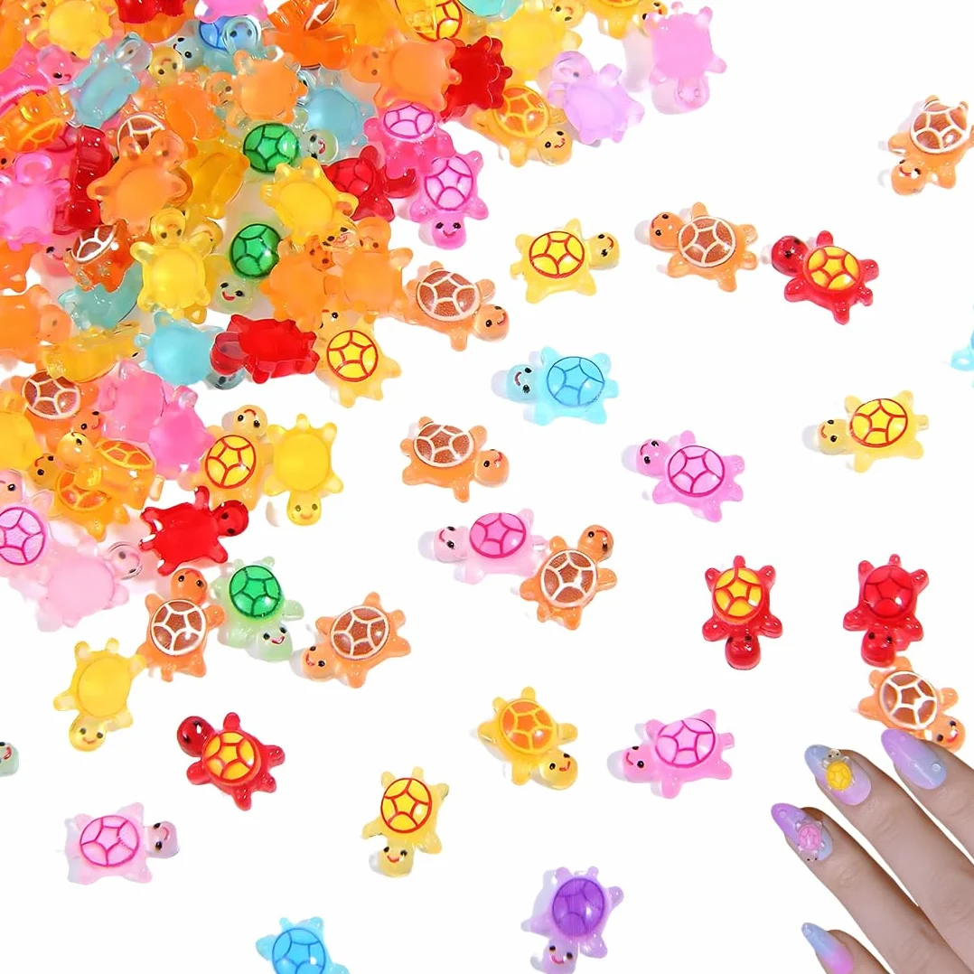 200 Unidades Mini Tortugas Luminosas de Resina, Figuras Pequeñas de Animales para DIY, Escenas de Micro Paisajes, Decoración de Macetas y Jardín (Multicolor)
