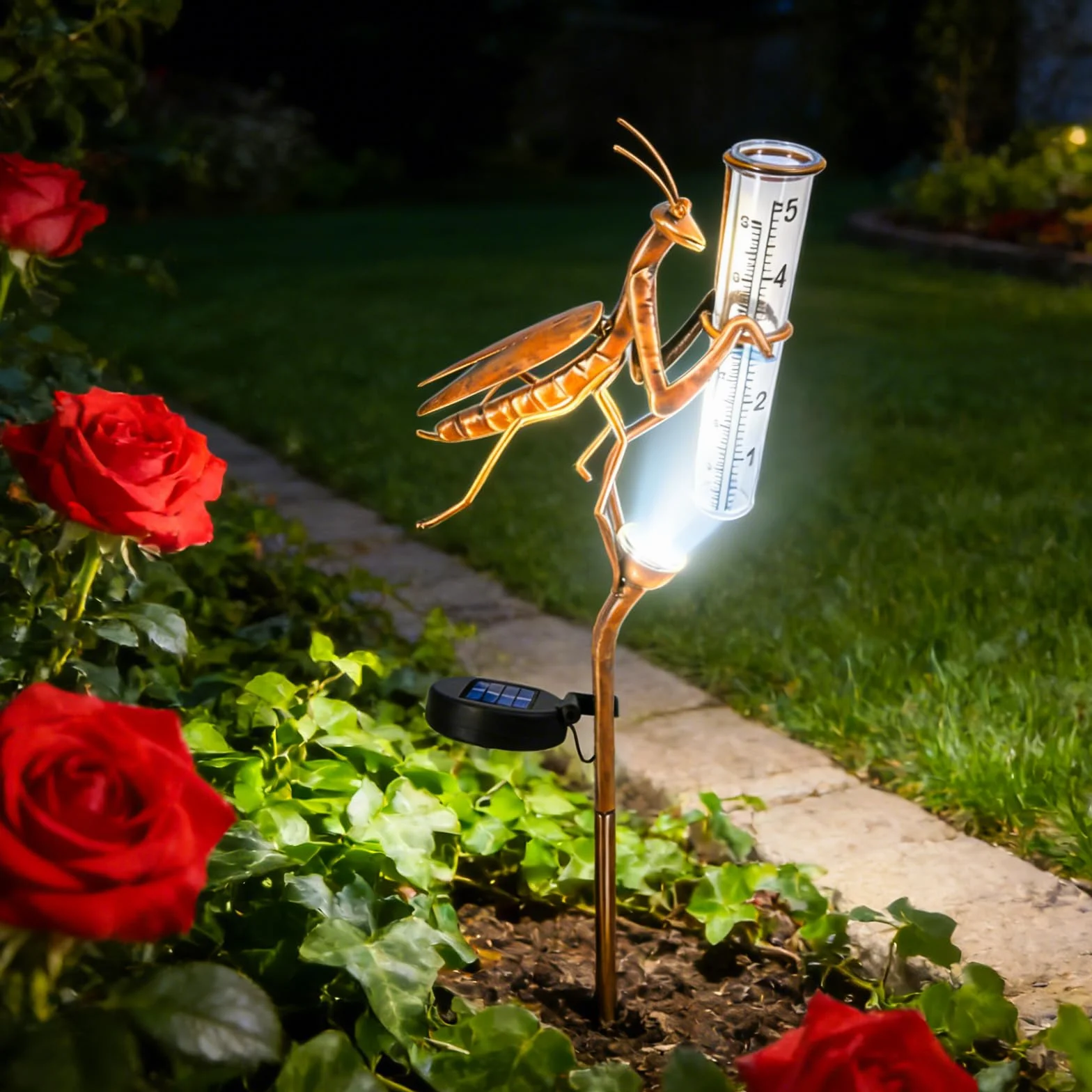 Pluviómetro de cristal para jardín H 61 cm a prueba de heladas con varilla
