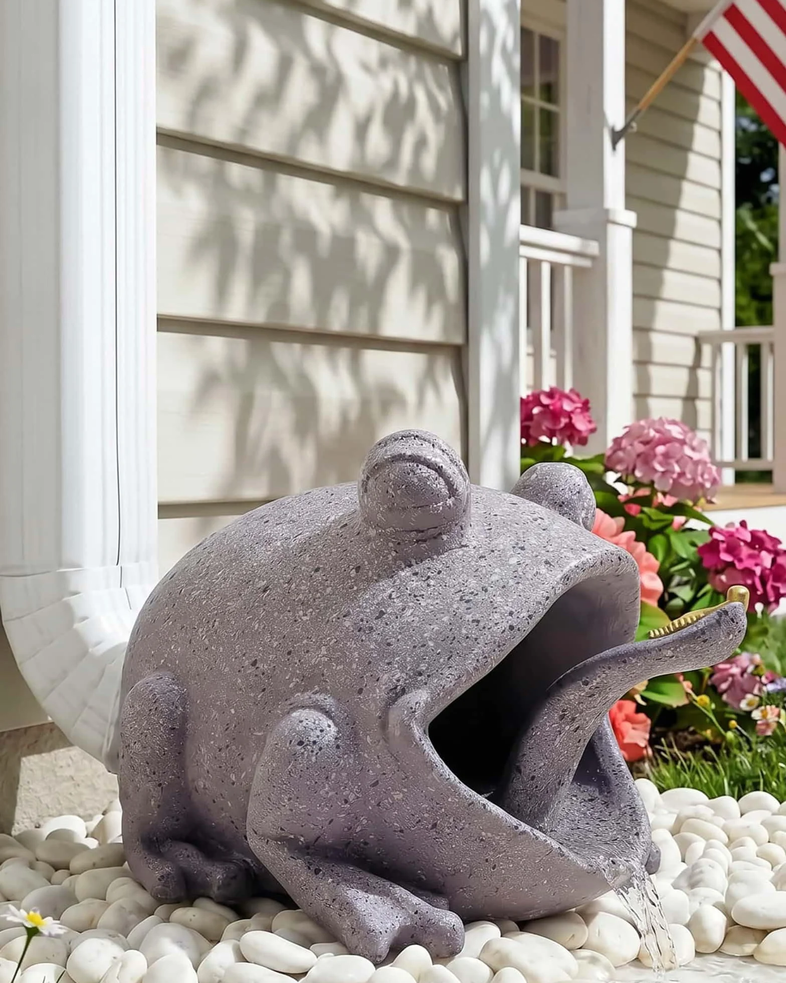 Estatua de resina de rana caprichosa para exteriores, decoración dinámica de extensión de boquilla para exteriores, decoración única para patio, césped y jardín, estatua de resina resistente pintada a