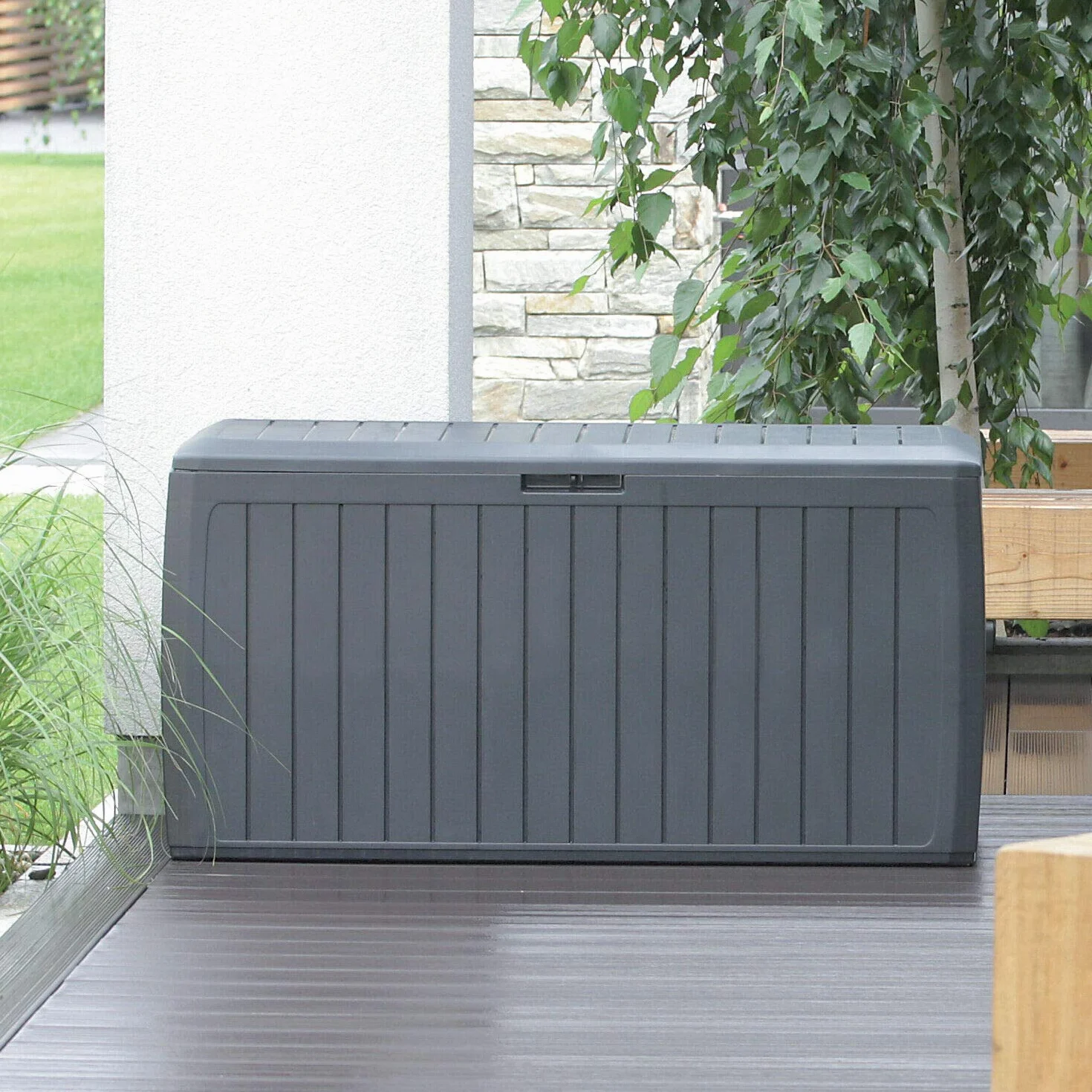 Baul de Jardin 190 litros Prosperplast Boardebox Plastico Antracita 78 x 43,3 x 55 cm