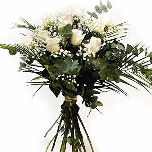 Ramo de Flores 12 Rosas Blancas con Dedicatoria - Flores Frescas Naturales para Regalar