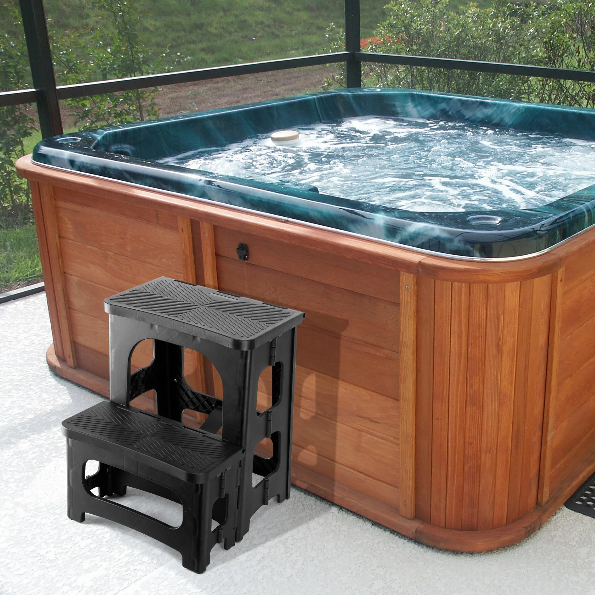 DECOHS Escalones Plegables para bañera de hidromasaje 2 peldaños Antideslizante Taburete Universal