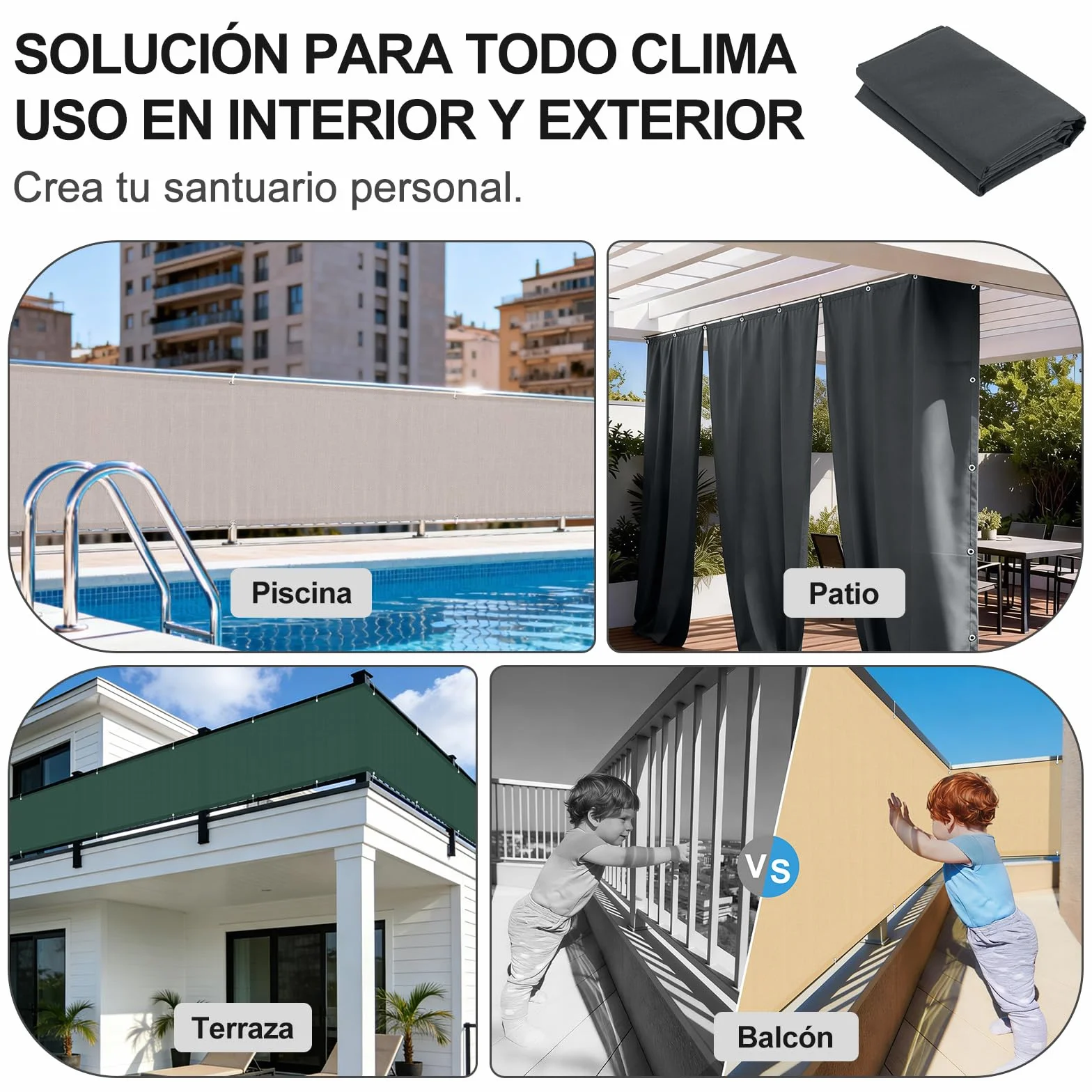 LOVE STORY Pantalla Privacidad Balcón Impermeable 90x300cm Antracita Protección UV Resistente Viento