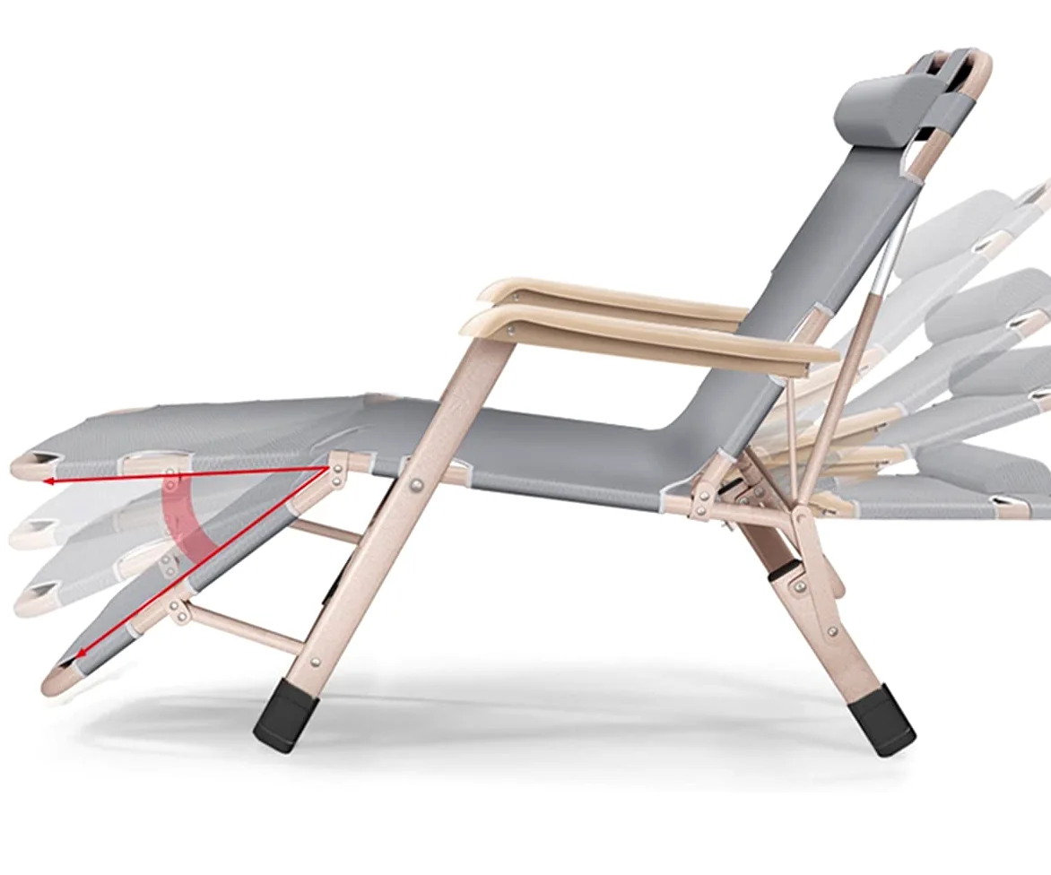 sdneNest - Juego de 1 silla de patio de gravedad cero sillas plegables reclinables ajustables al aire última intervensión para terraza, patio, playa, patio con almohada y cojín reclinable (Graya 178 x