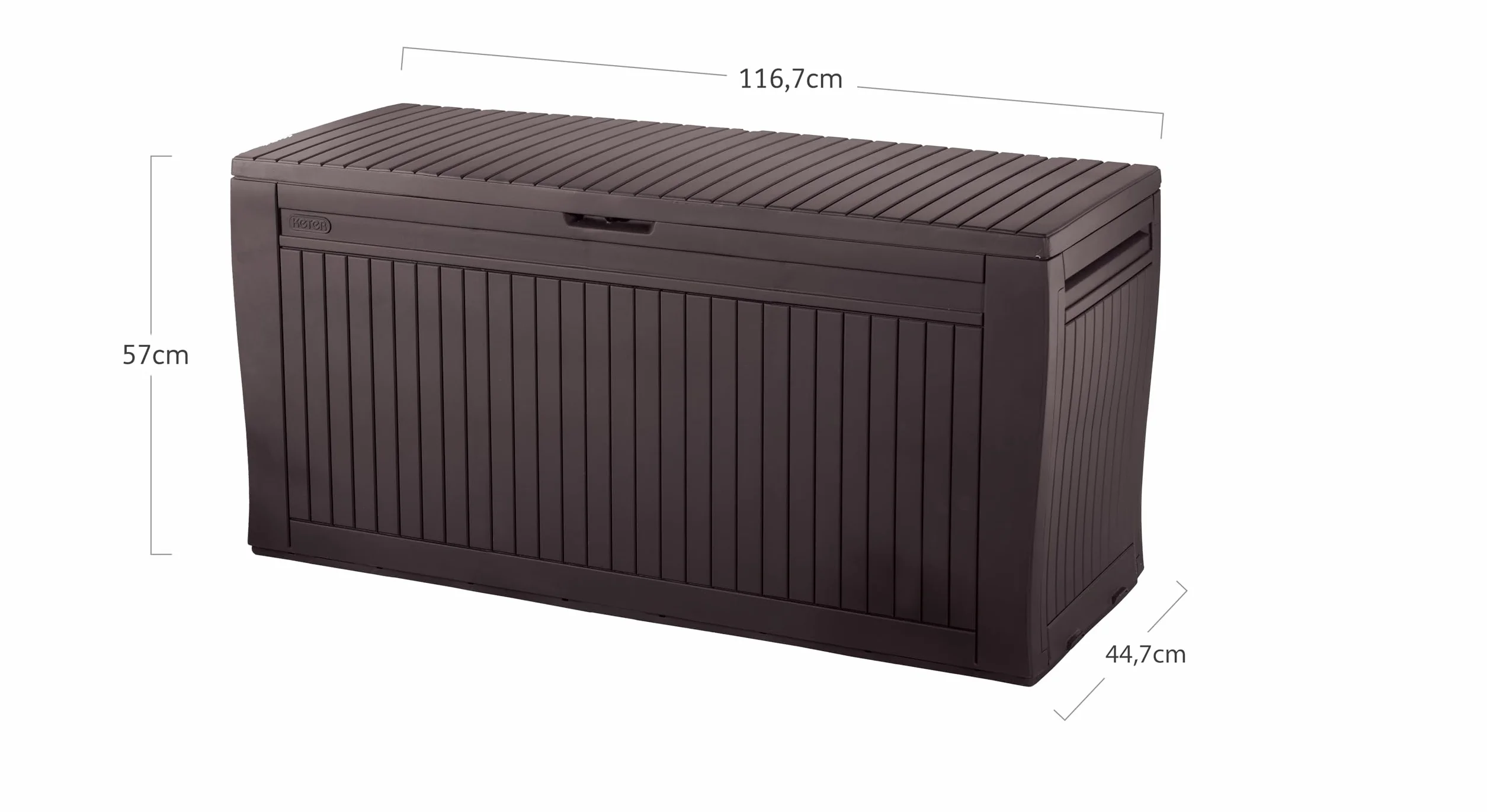 Keter Comfy Arcón exterior Baúl almacenaje 270L Resina Marrón 44.7 x 116.7 x 57 cm
