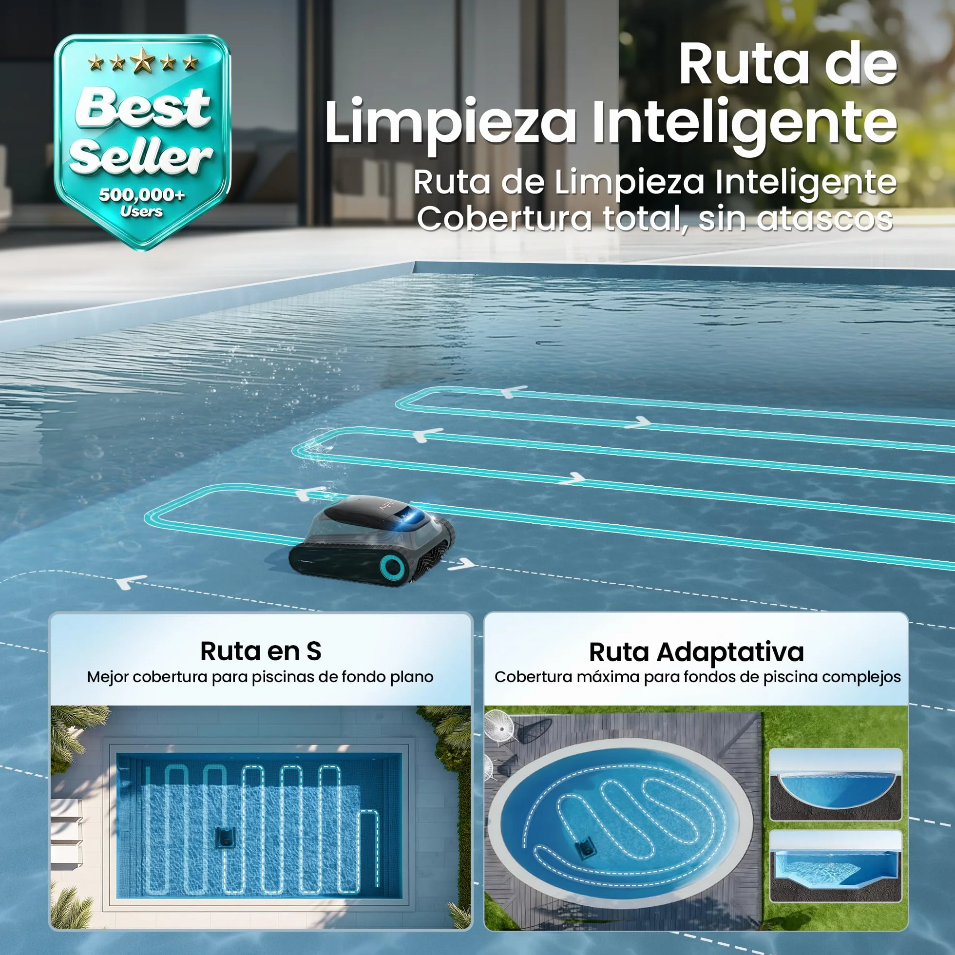 Aiper Scuba S1 Robot Piscina, 270 Min Autonomía, Limpieza Fondo/Paredes/Línea Agua, Navegación Inteligente 11 Sensores, Control App