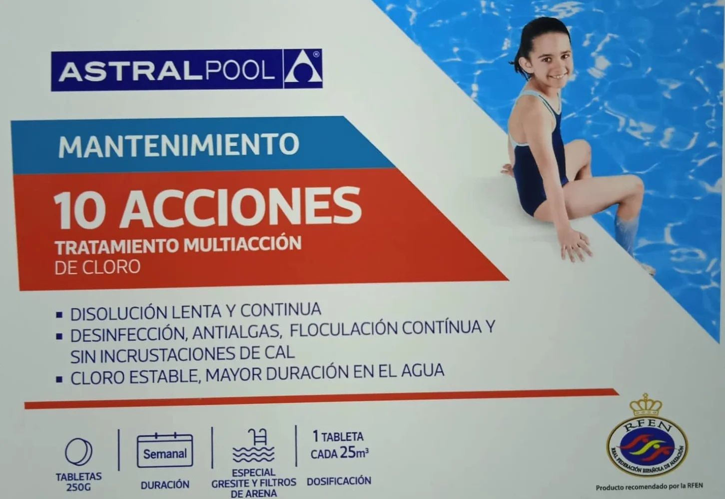 Cloro10 Acciones ASTRALPOOL de Disolución Lenta y Continua 5kg - Tratamiento Multiacción - Especial Gresites y Filtros de Arena-