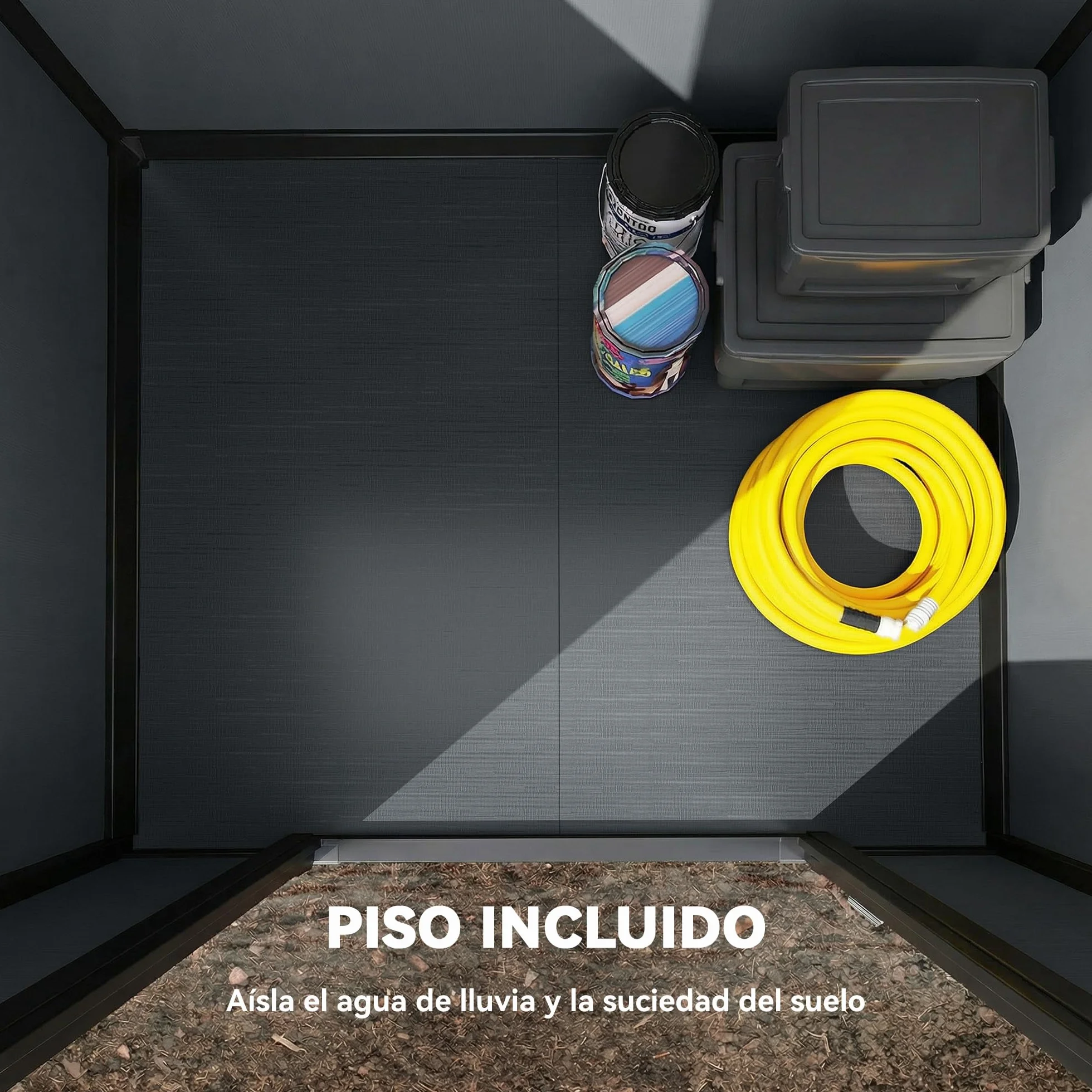 Outsunny Caseta de Jardín Exterior 1,09 m² 128x104x196 cm Cobertizo de Plástico con Suelo Puerta con Cerradura Gris Oscuro