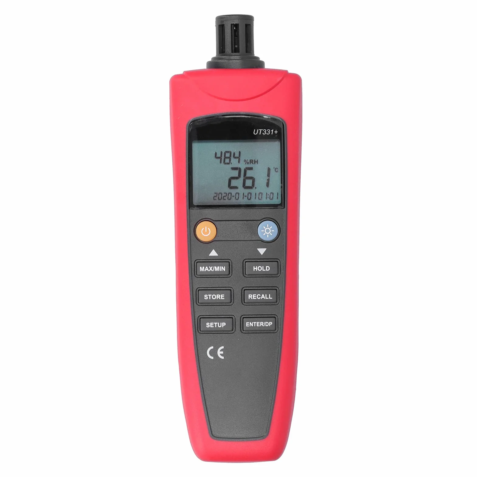 lyrlody Termómetro Digital UT331 Plus Medidor de Humedad y Temperatura ABS Higrómetro de 4 a 158 F con Punto de Rocío Bombilla Húmeda Retención de Datos Exportación USB para Uso en Laboratorio en