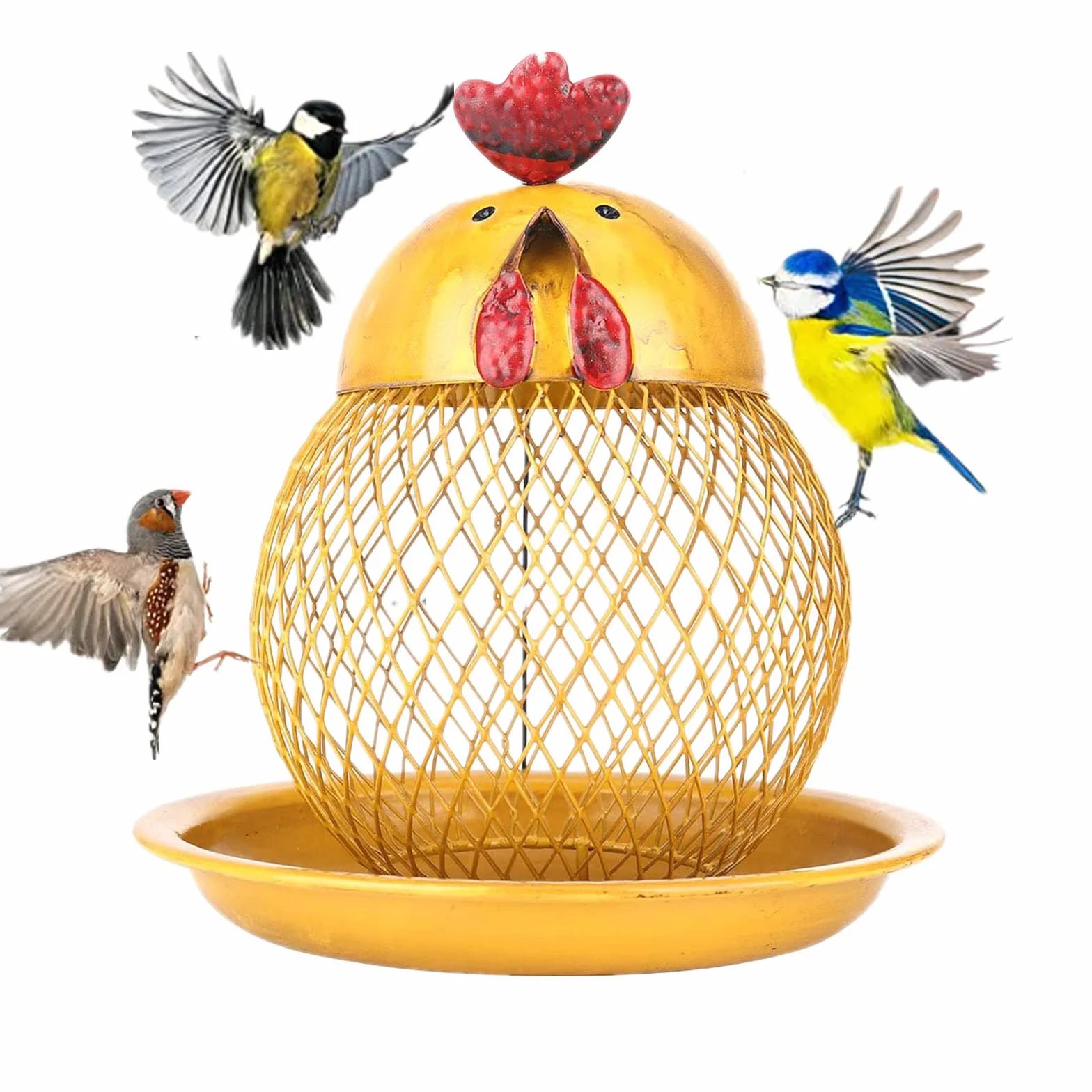 Comedero Pajaros Ventana Comedero de Pajaros Exterior para Colgar con Ventosa Comedero para Pajaros de Ventana,Gold