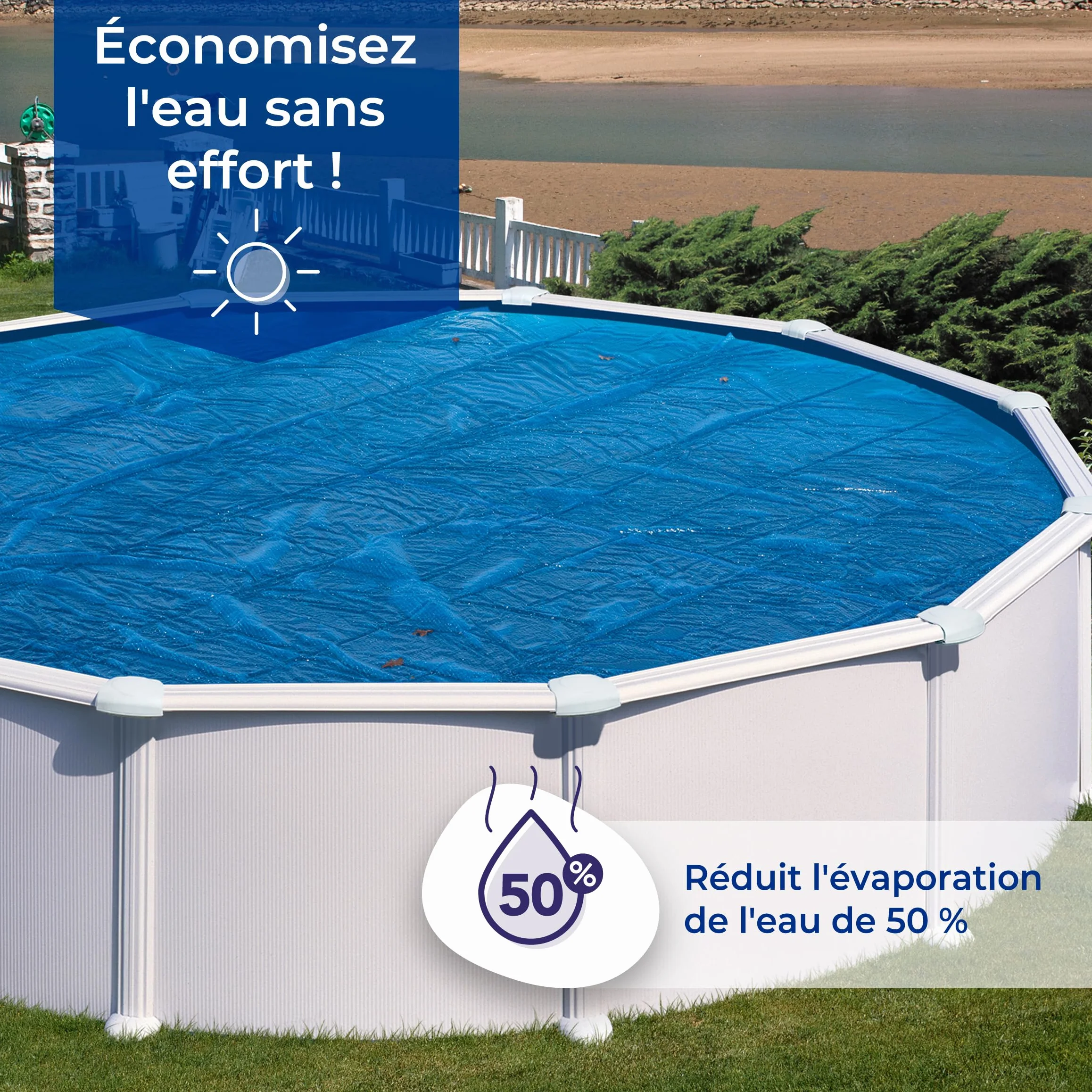 Cobertor de Verano para Piscina Redonda 460 cm Azul