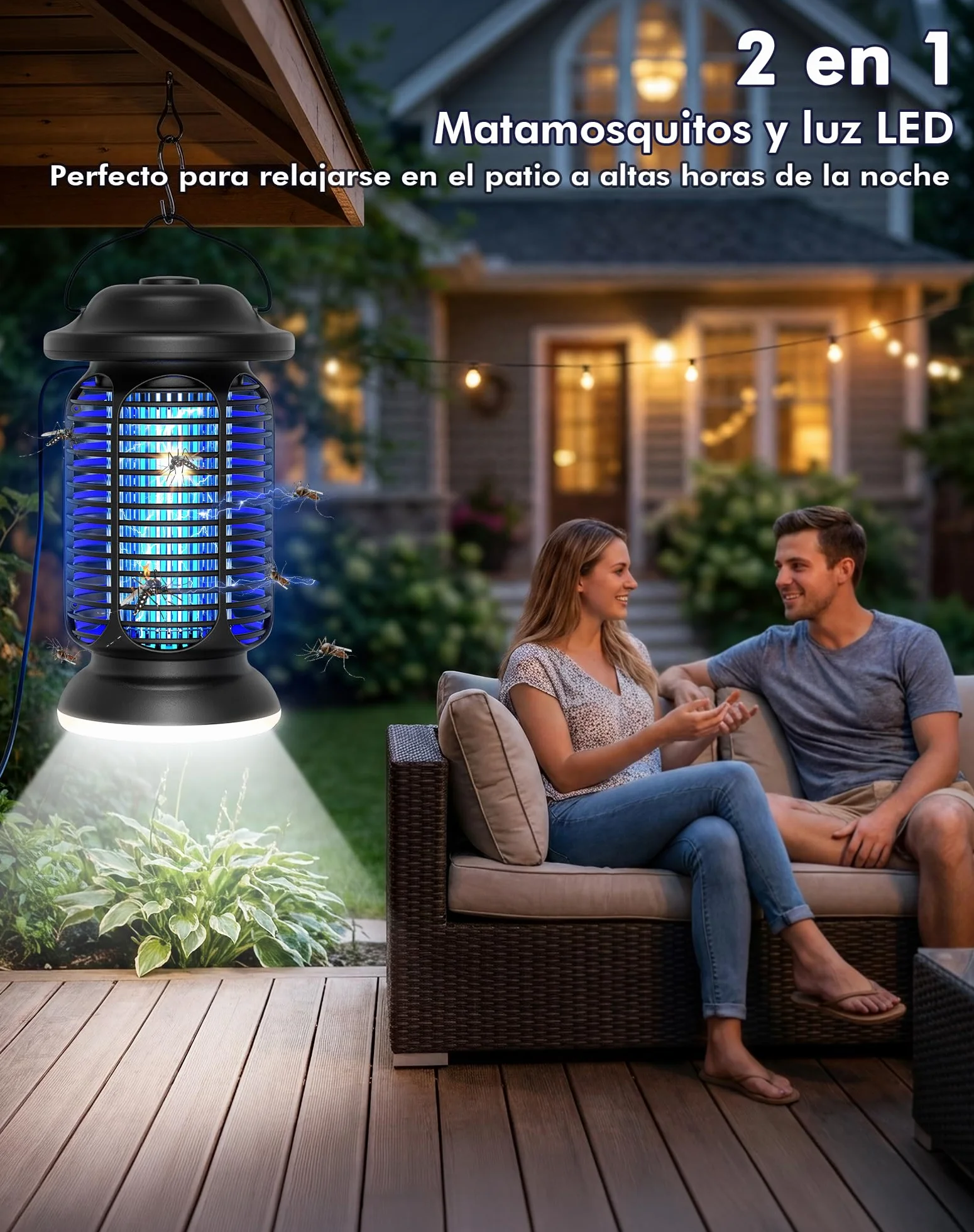 Matamosquitos Eléctrico 4000V, Lámpara Antimosquitos 20W LED, IPX4 Impermeable, Trampa para Moscas Exterior e Interior