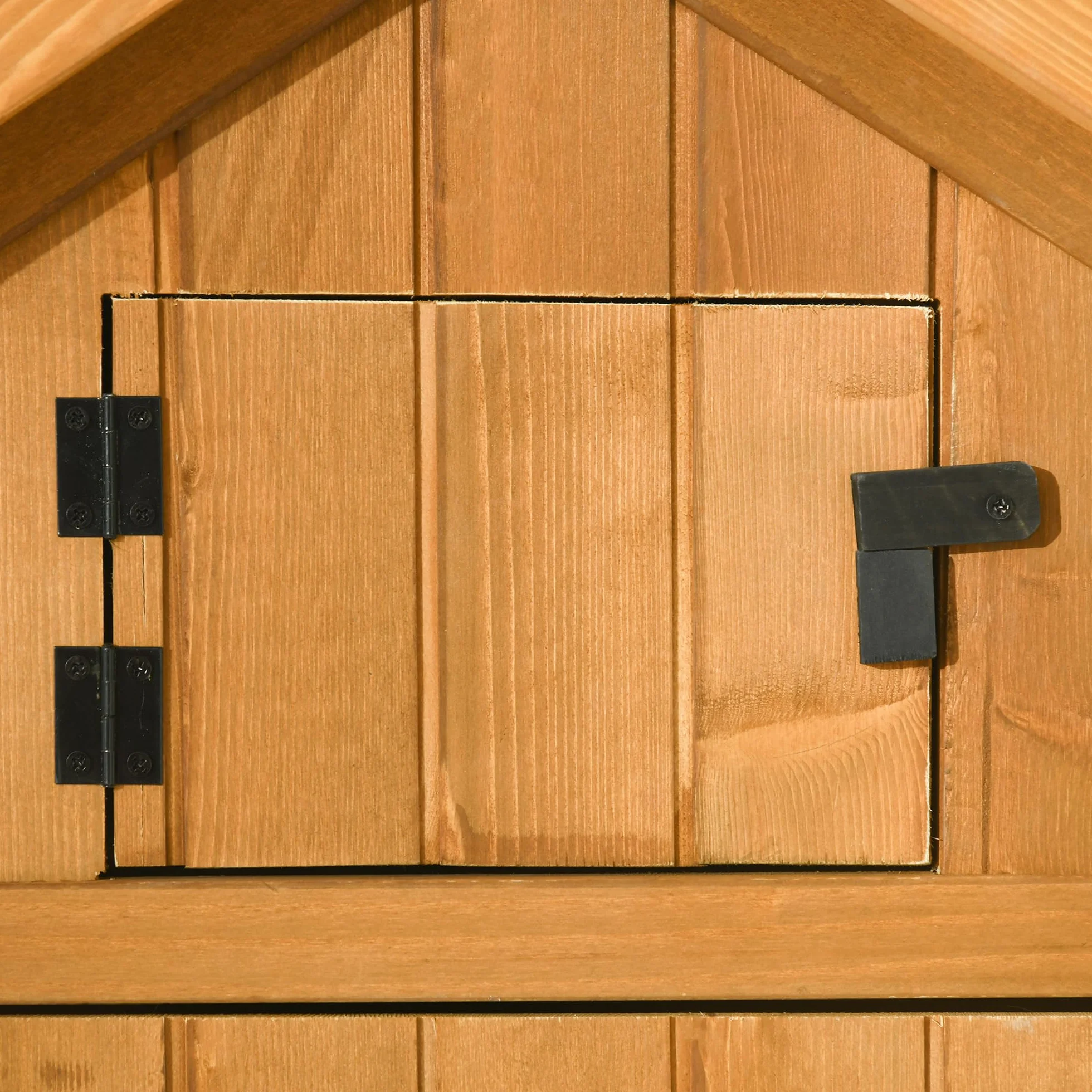 Outsunny Armario de Jardín Madera 77x54,2x179 cm Cobertizo Almacenaje Herramientas 3 Estantes 2 Puertas Cerrojo