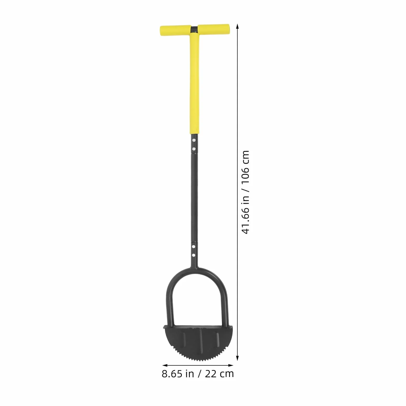 Yardwe Herramienta Aireadora de Suelo Manual con Mango en T, Bordeadora de Césped Dentada para Aflojar Tierra, Pala para Jardín y Huerto, Herramienta Resistente para Jardinería y Cuidado