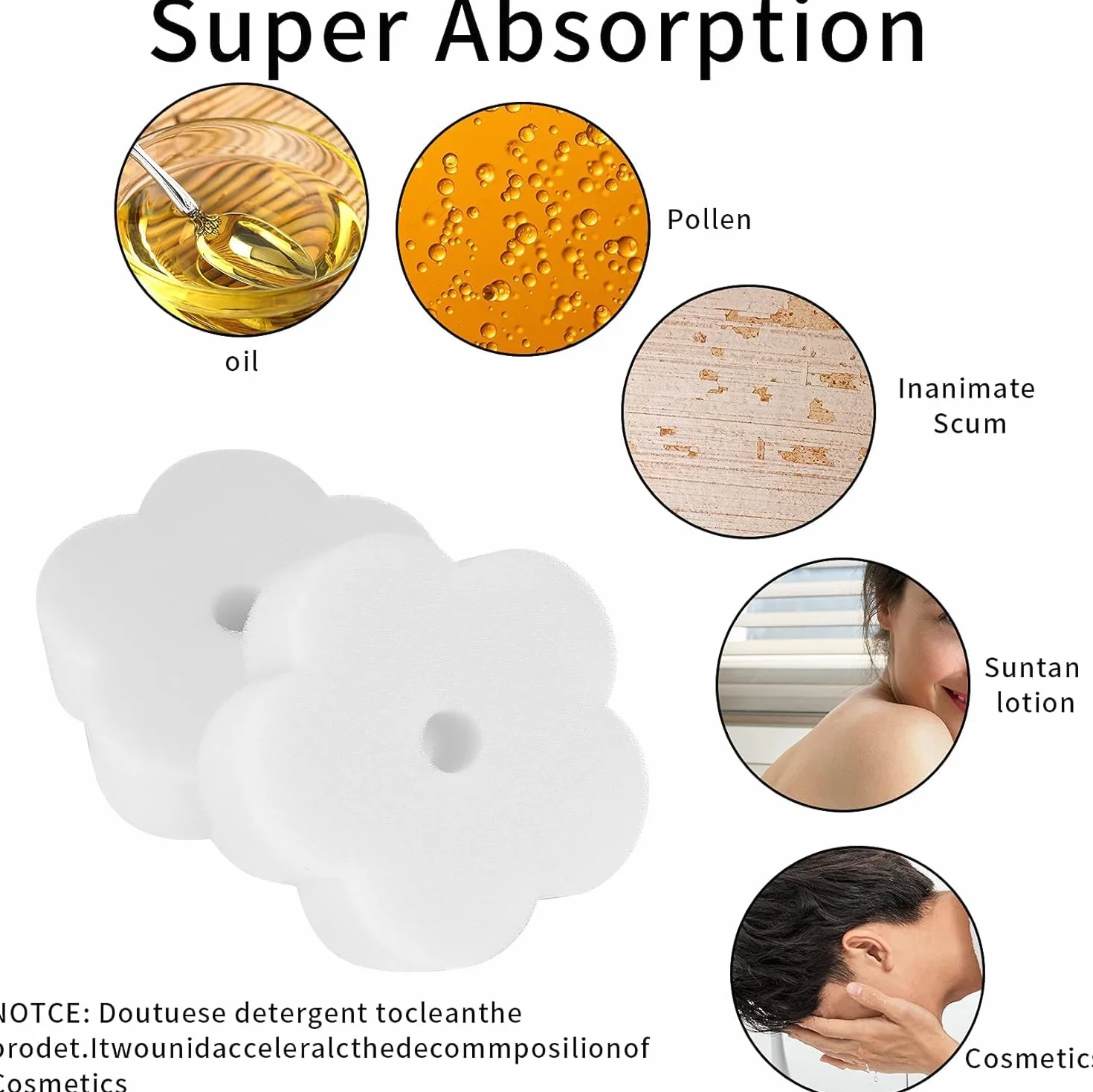 XIANGPICA 18 Piezas Esponja Absorbente de Aceite en Forma de Flor, Reutilizable para Piscina, Cocina, Jacuzzi y Hogar