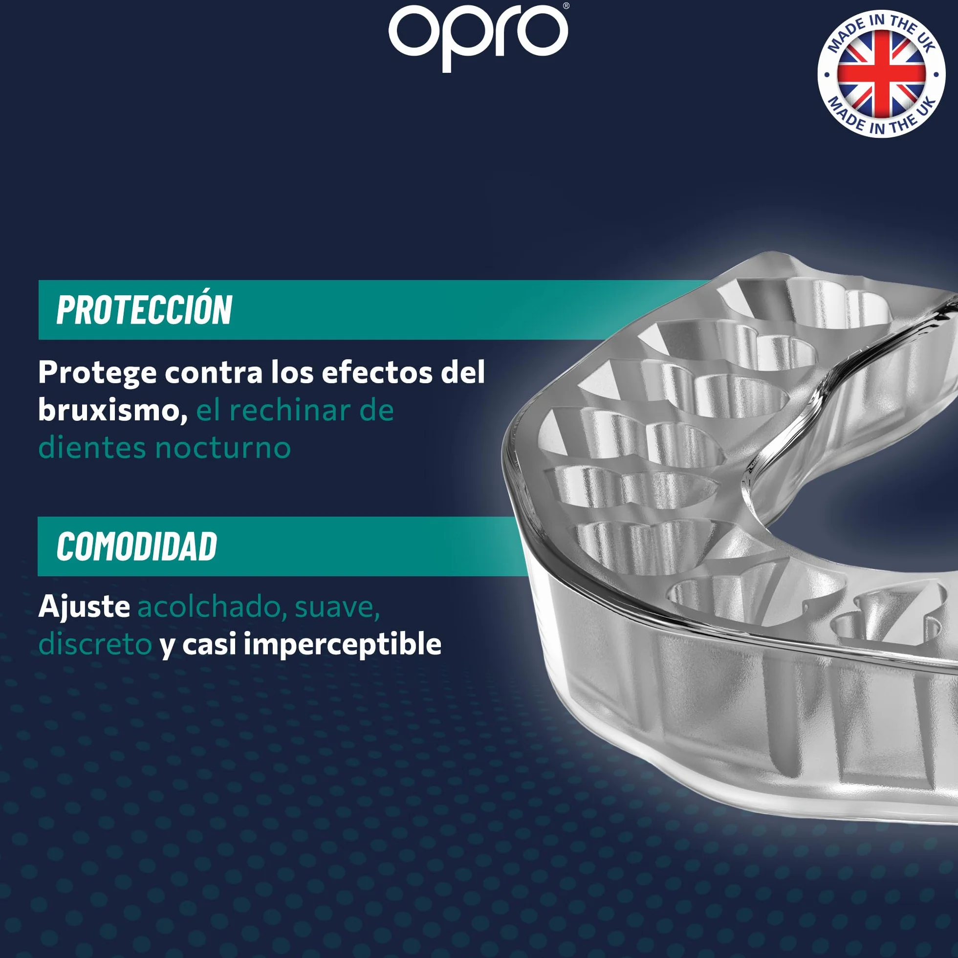 OPRO Protector nocturno para bruxismo, alivio ATM, ajuste entallado, estuche incluido
