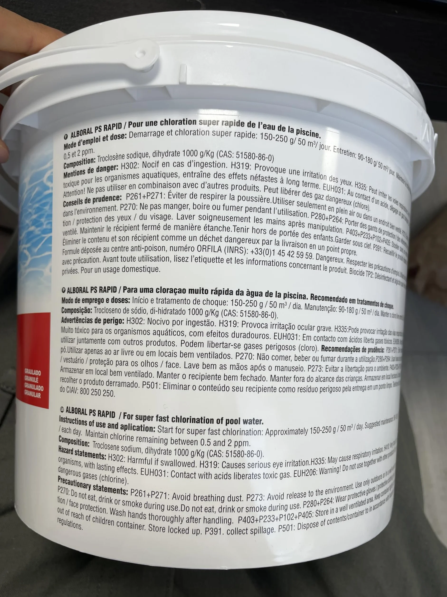 Cloro Choque Accion Rapida 5 Kg Recuperador Agua Piscina Granular