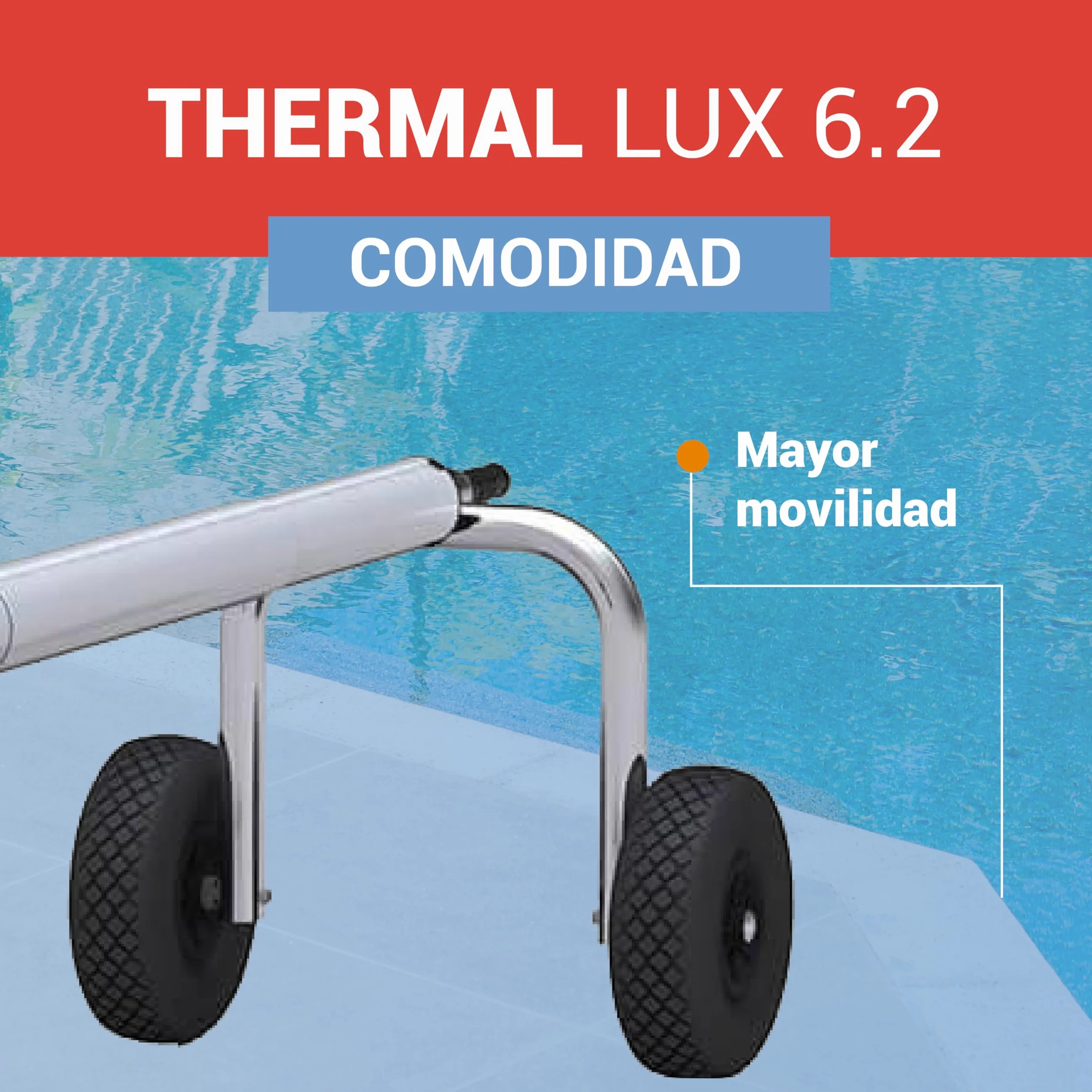 Piscihogar Enrollador Manta Piscina Thermal Lux 6.2 hasta 1000 micras Tubos centrales Extensibles 6,2 m
