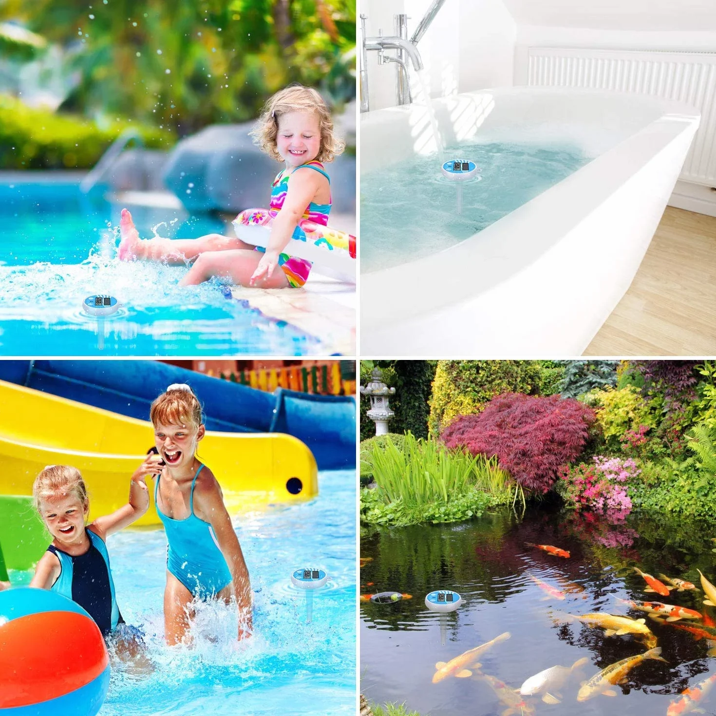 Termómetro Piscina Flotante Solar Digital con Cuerda Pantalla LCD