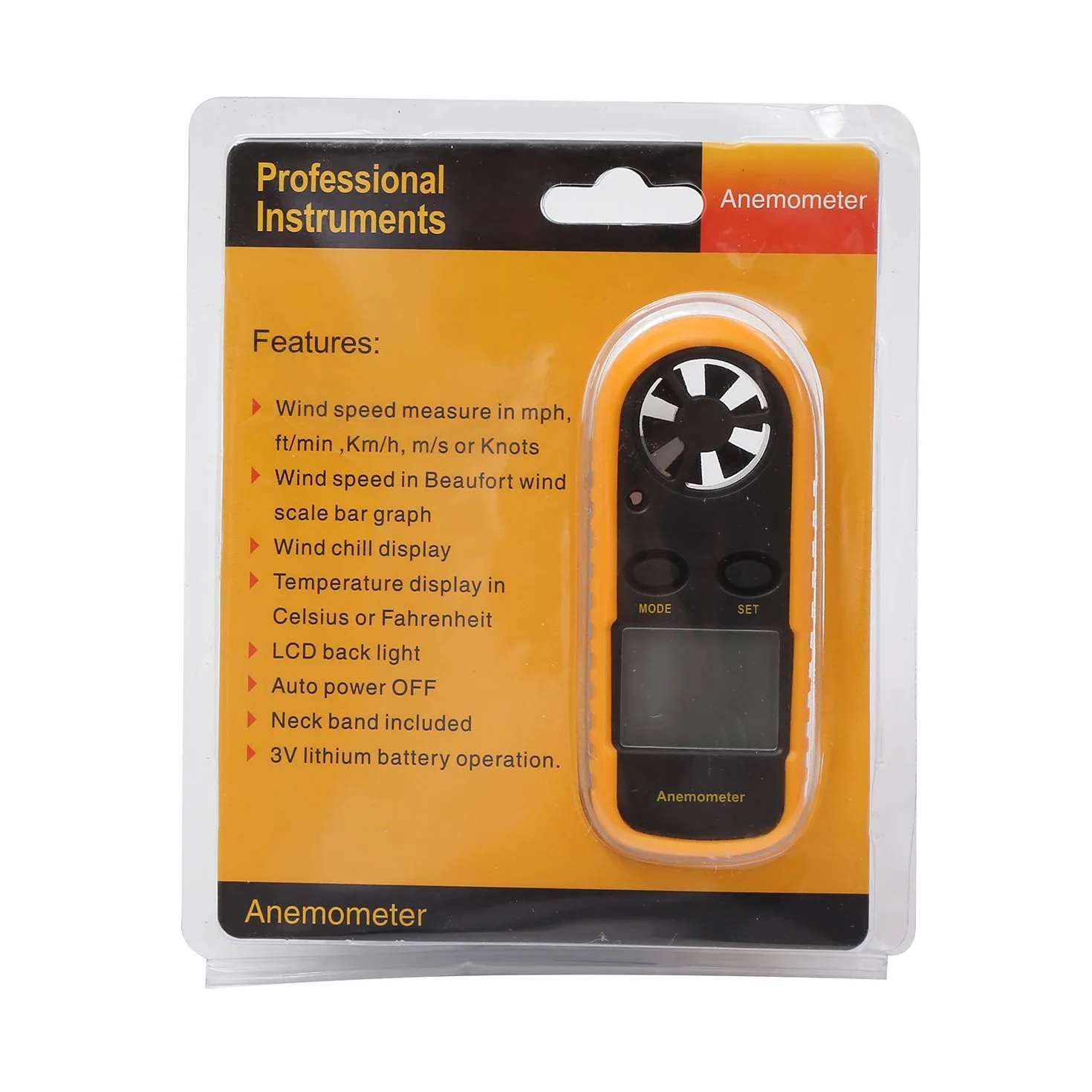 TOPWAY Anemómetro Digital LCD Medidor Velocidad Viento Temperatura Luz Fondo Navegar Surf Pescar
