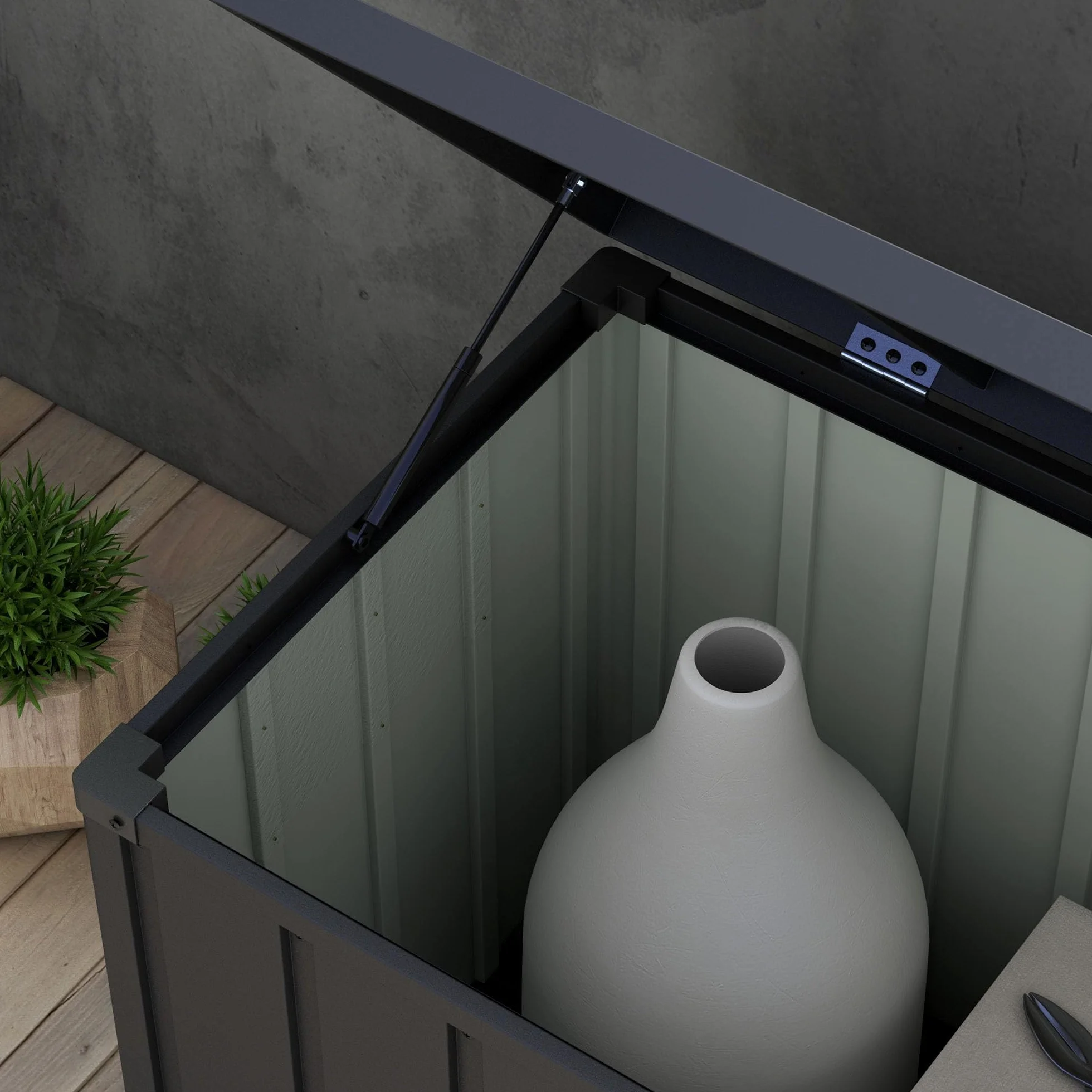 Outsunny Baúl Almacenaje Exterior 450L Acero 125,5x61,5x70 cm Gris Oscuro