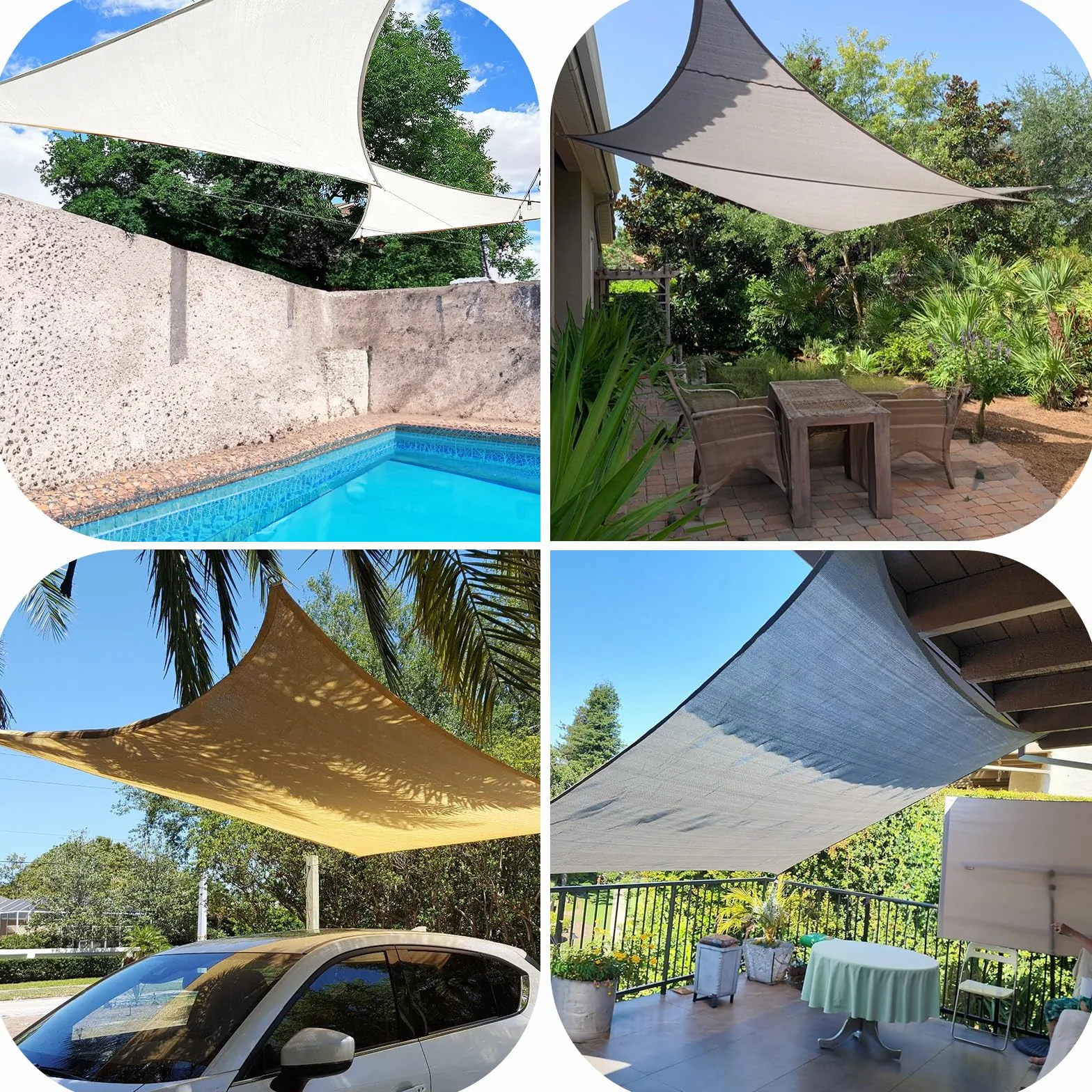 Cool Area Toldo Vela de Sombra Impermeable Rectangular 3x5m Protección UV PES para Patio Exterior