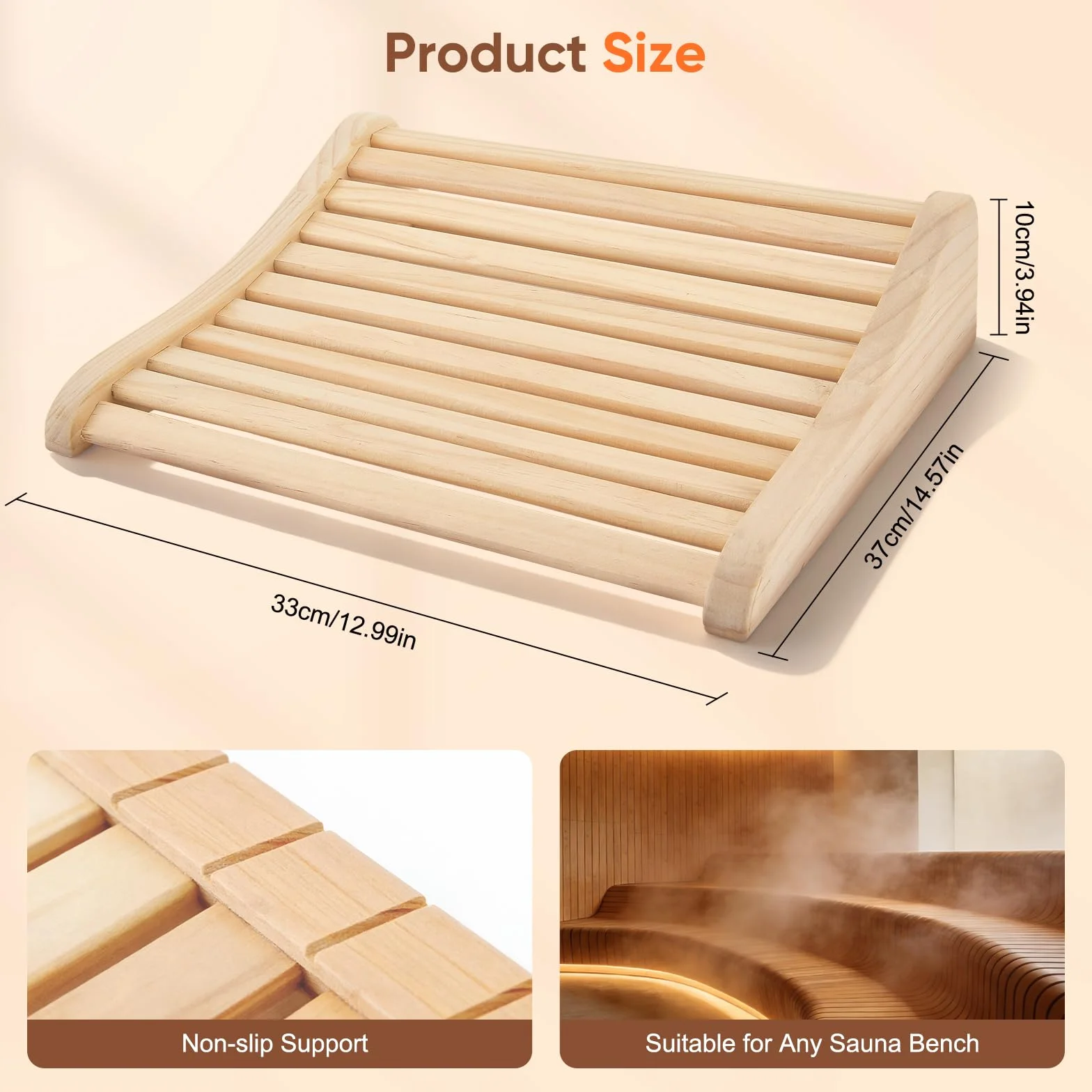 Reposacabezas de Sauna de Madera 2 Piezas, Almohada Cervical Ergonómica para Sauna, Soporte de Cabeza de Madera Natural de Cedro, Accesorio de Sauna para Relajación y Confort 37x33x10cm