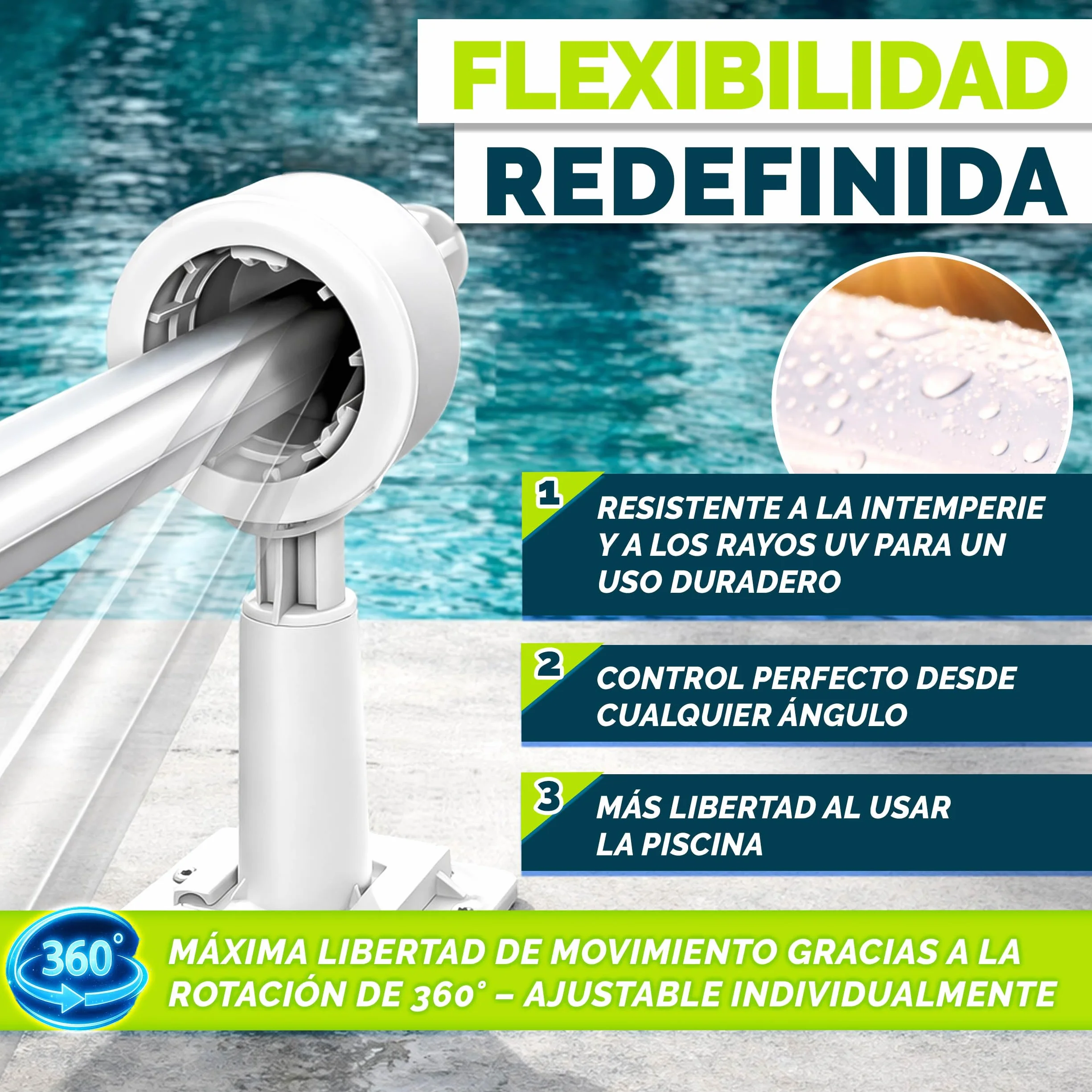 Tillvex Enrollador de Cubiertas para Piscinas 1,05-6,15 m con Termómetro Sistema Móvil de Enrollado para Lonas Láminas Solares