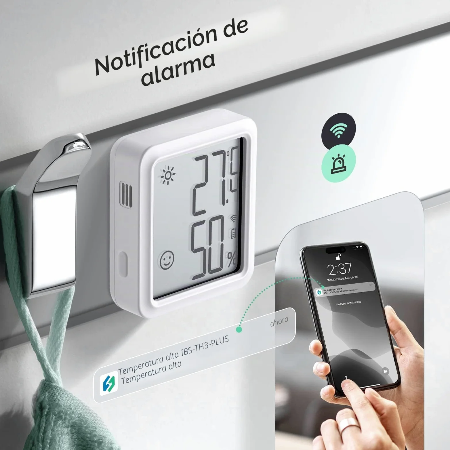 Inkbird Termómetro Higrómetro WiFi,IBS-TH3-PLUS Sensor Temperatura Interior WiFi con Pantalla LCD,App Soporta,Alerta y Almacenamiento Datos,Termómetro y Higrómetro Digital para Bodega, Invernadero