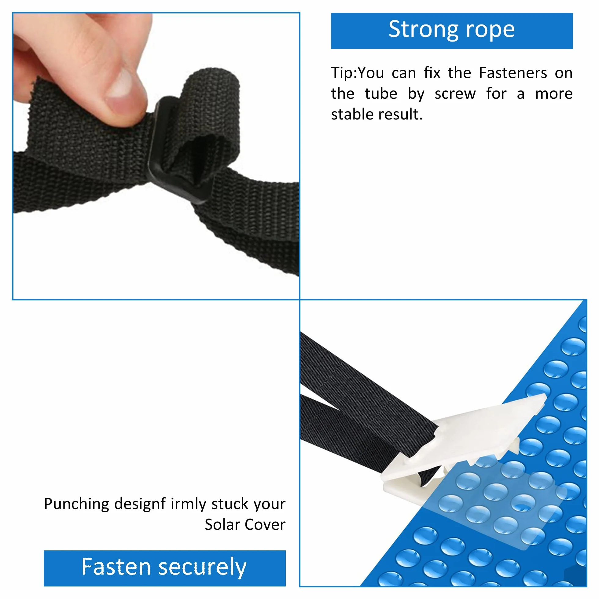 Correas de Sujeción para Cubierta de Piscina, Accesorios Carrete Solar Juego de Ruedas Sombrilla