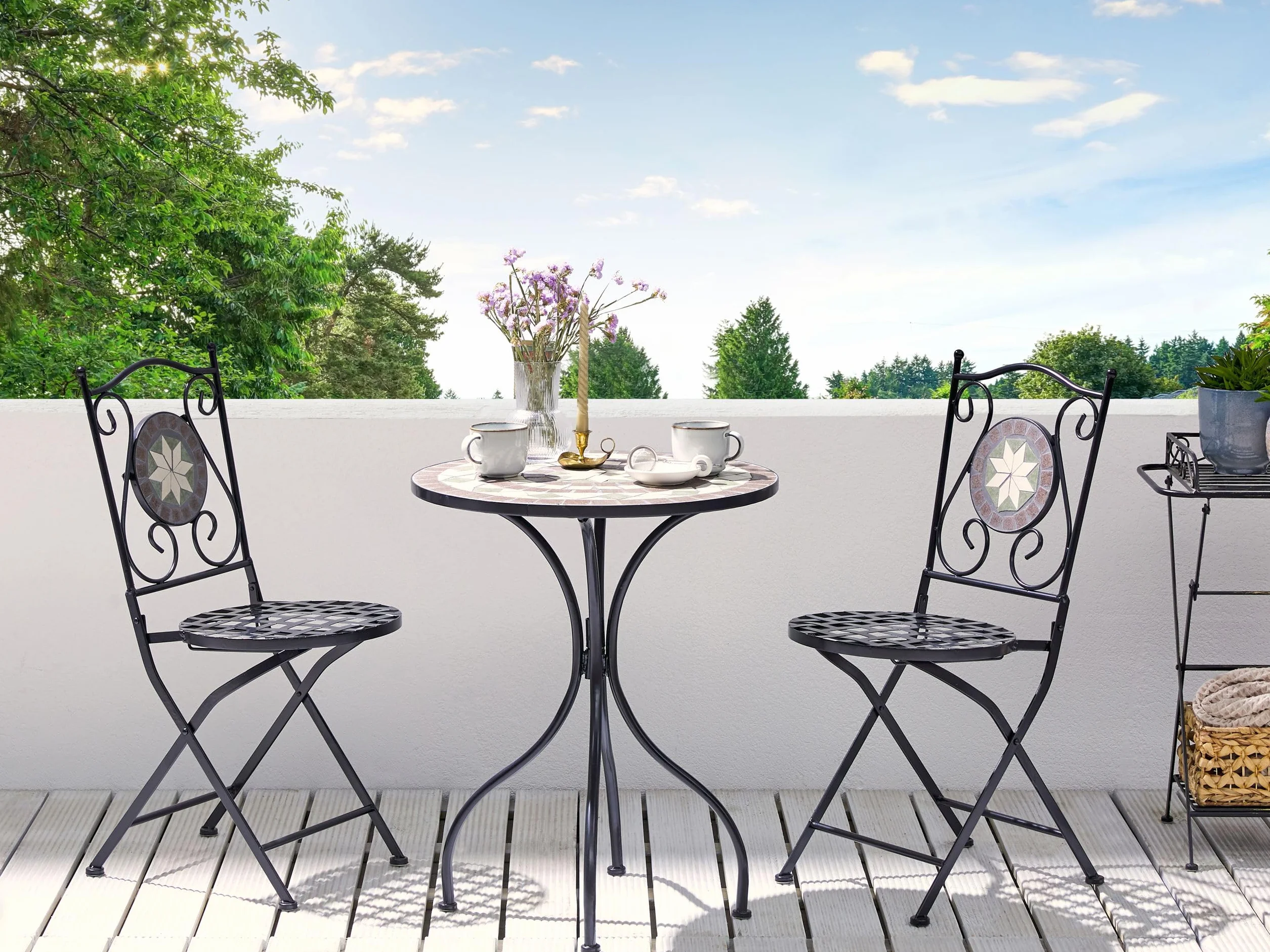 Beliani Cariati Conjunto de balcón 2 plazas Metal Negro Plegables