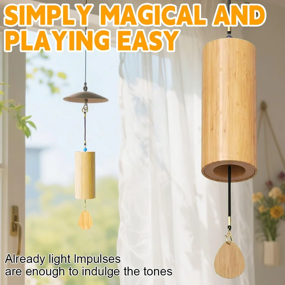 Campanas De Viento De Bambú Natural Japonesas para Exterior, Curación de Sonido, Meditación, Decoración del Hogar y Jardín