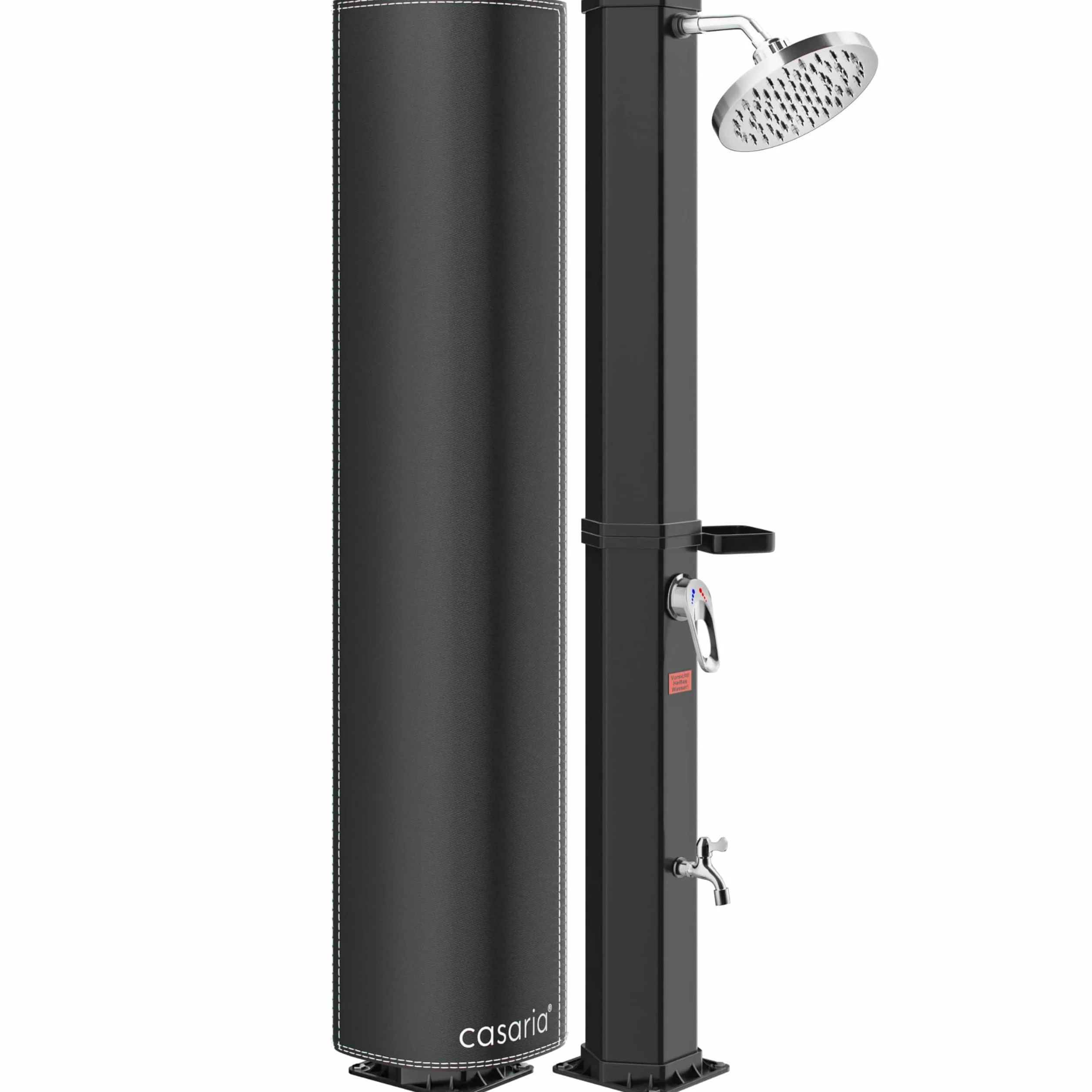 Ducha Solar Exterior 35 litros CASARIA Agua Caliente 60 °C Cabezal Lluvia Cubierta UV