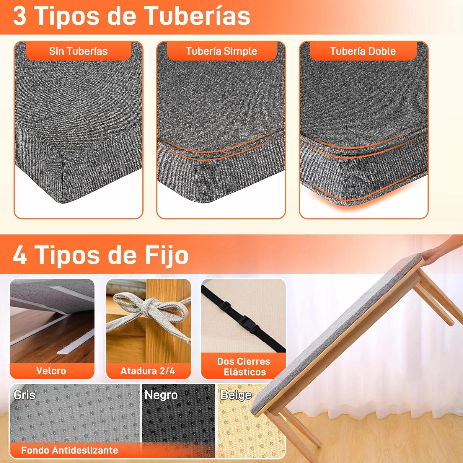 Cojines para Banco a Medida con Funda Desenfundable y Espuma 75D Impermeable Jardín Terraza