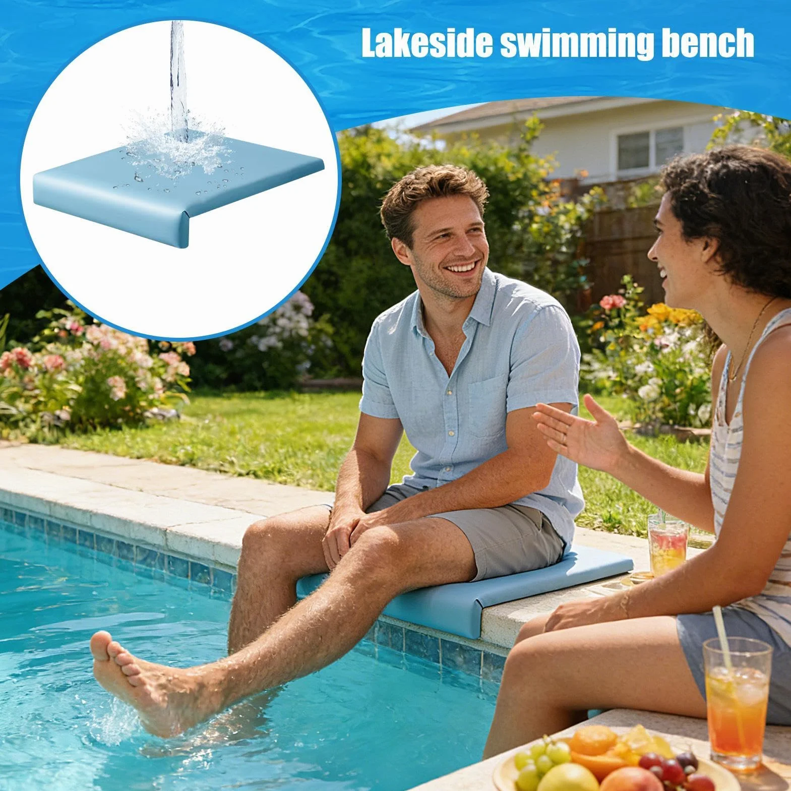 Almohadilla antideslizante para borde de piscina, asiento de patio suave y portátil